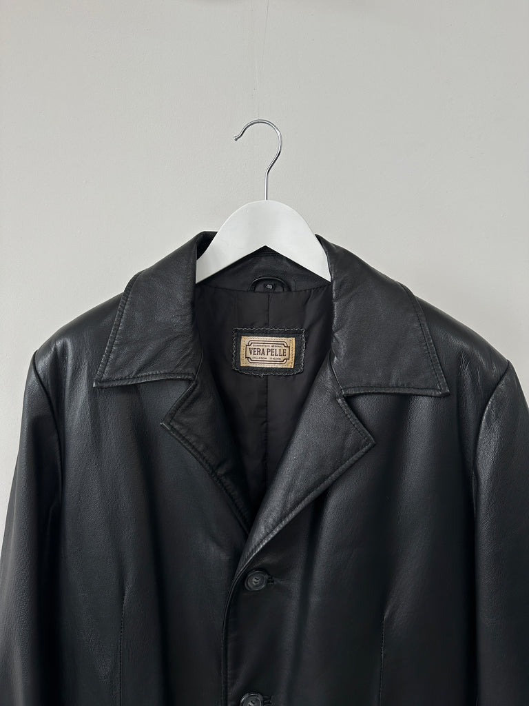 Italian Vintage Leather Trench Coat - L/XL - SYLK
