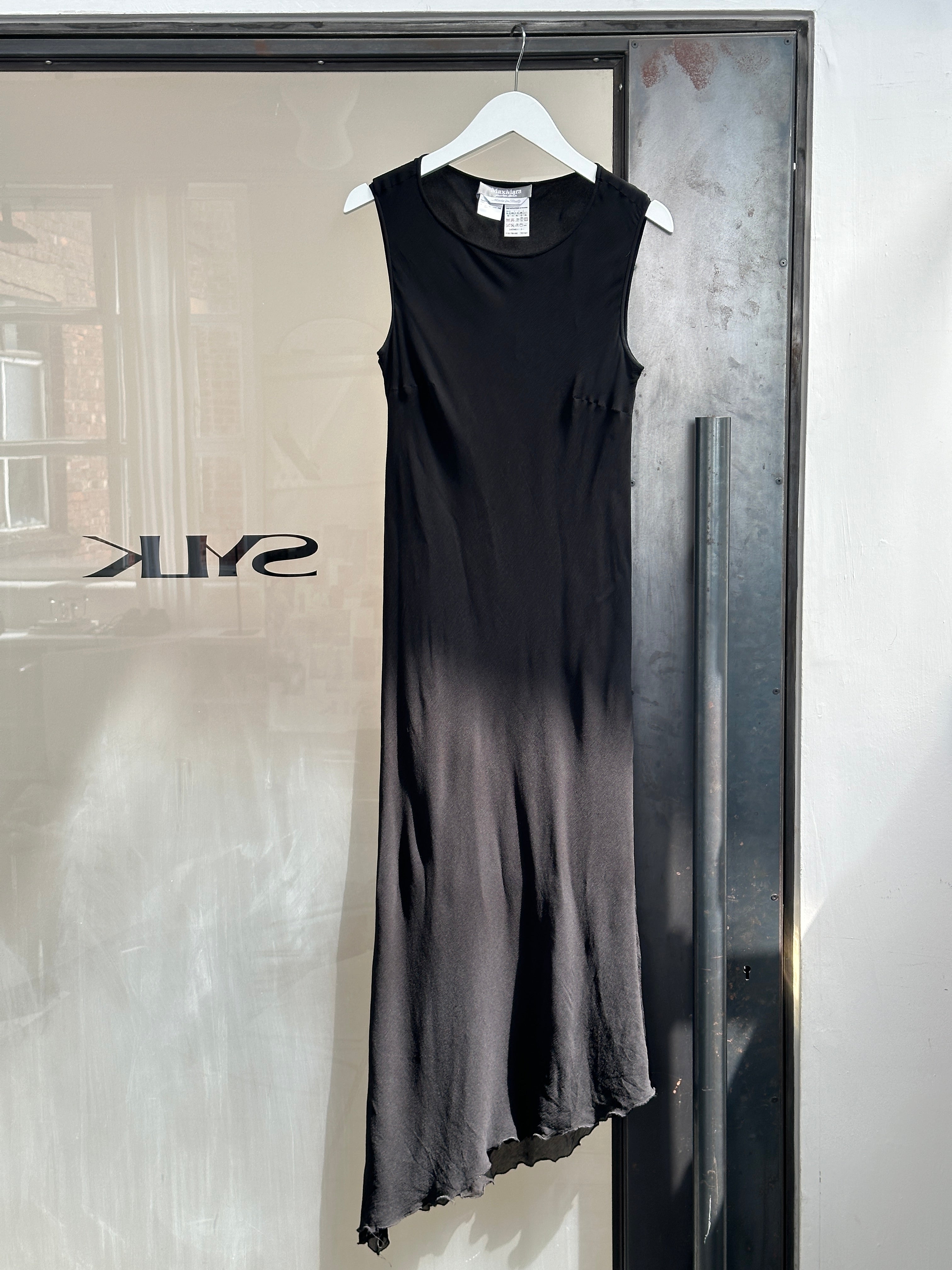 Max Mara Pure Silk Asymmetric Maxi Dress - M - SYLK