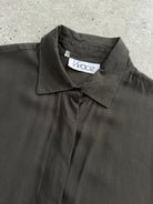 Italian Vintage Pure Silk Concealed Placket Shirt - XL - SYLK