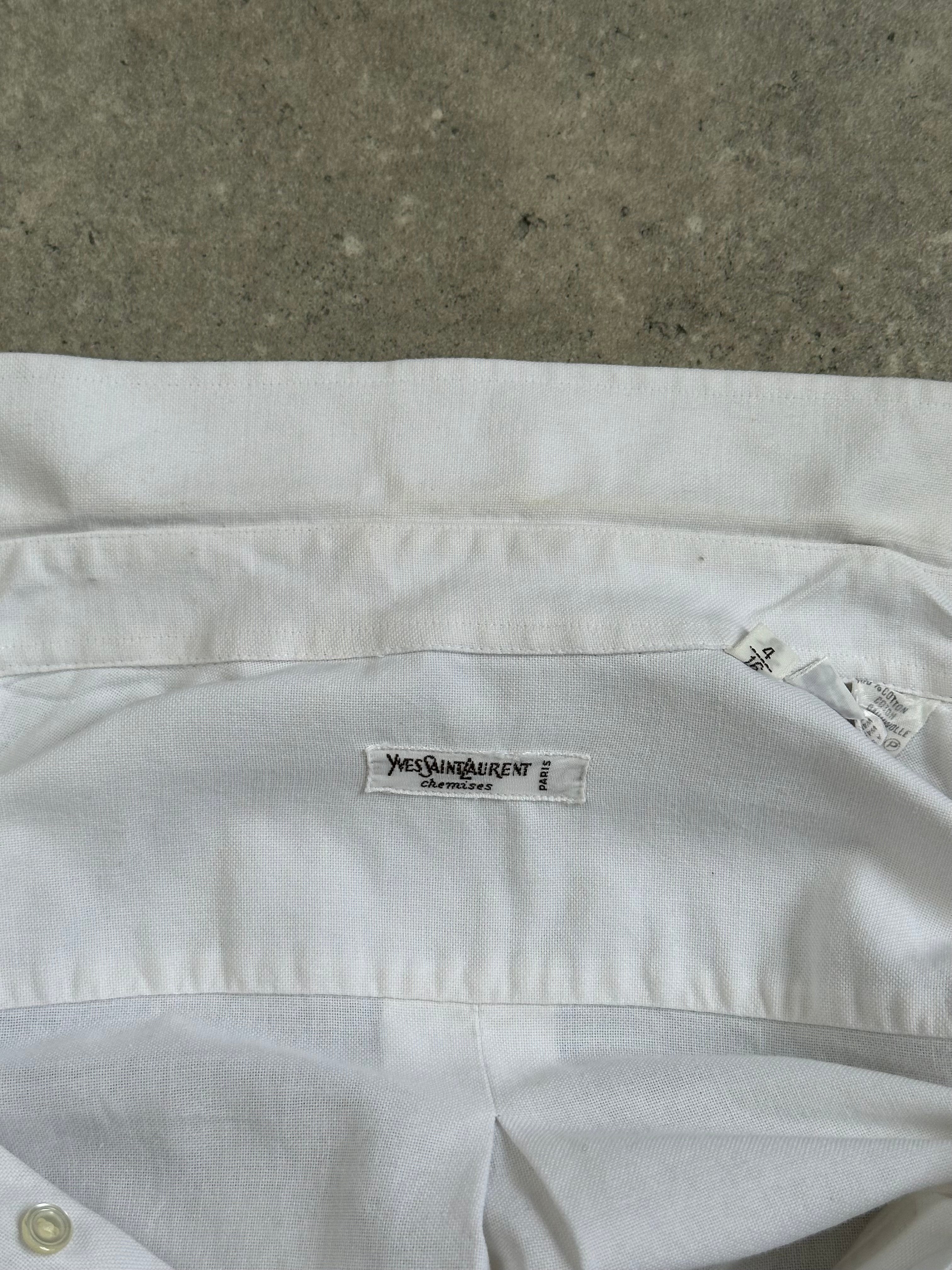 Yves Saint Laurent 1990s pure cotton shirt in size L, featuring classic design and soft fabric, displayed on a neutral background.
