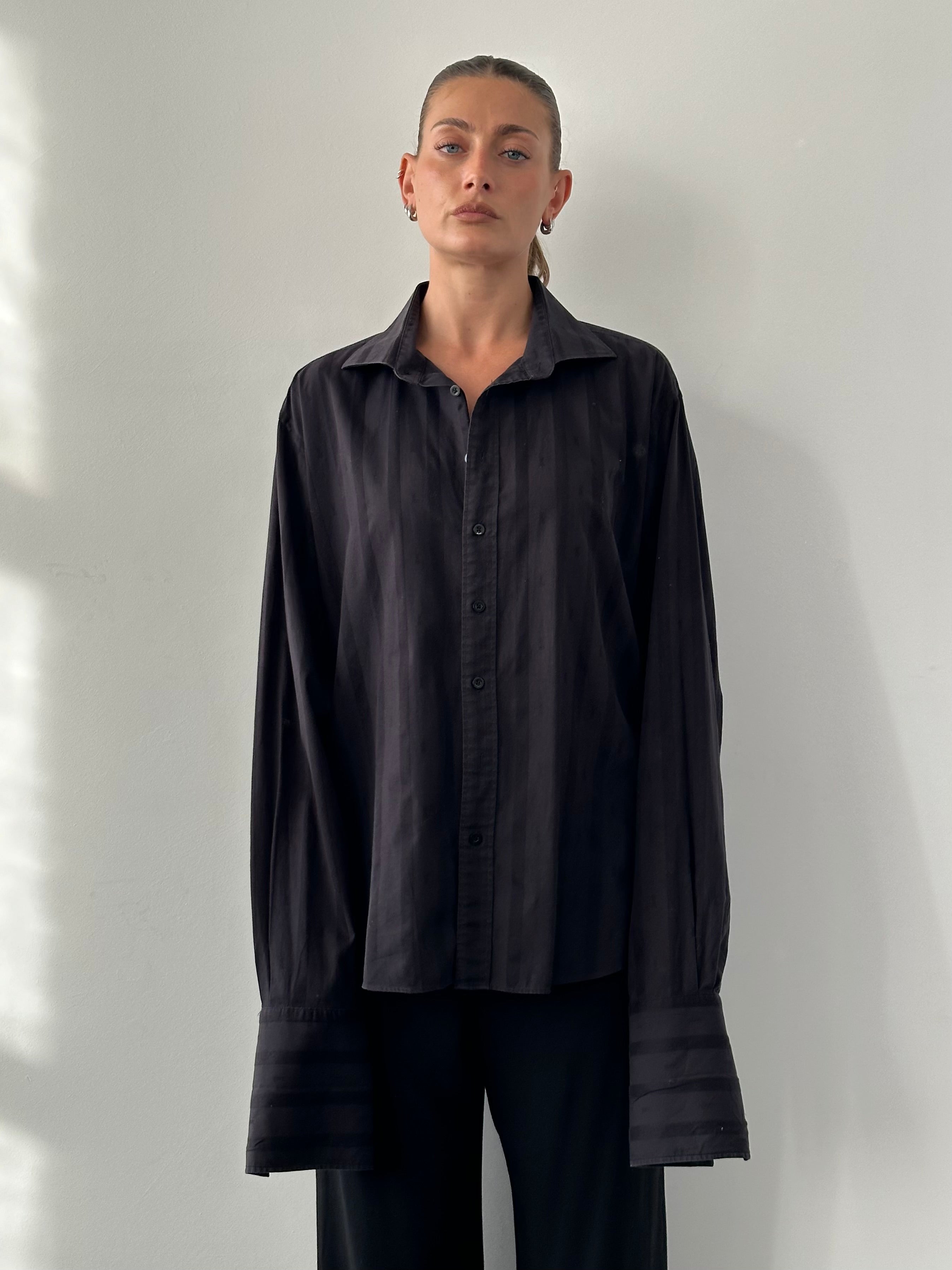 Yves Saint Laurent Pour Homme monogram pure cotton logo shirt in XXL, featuring a classic button-up design with YSL branding.