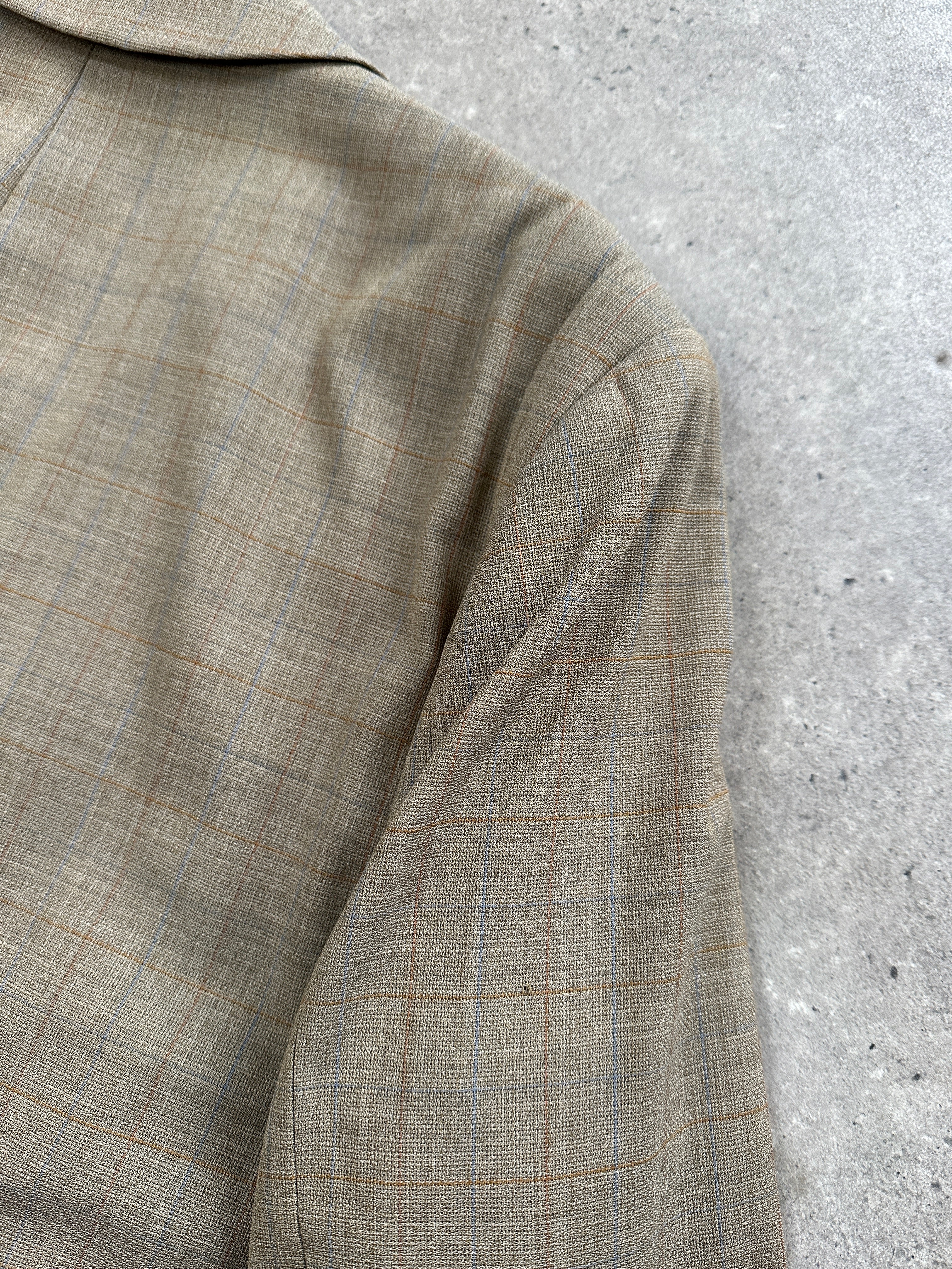 Loro Piana Roy Robson check wool blazer, 2000s Super 100’s pure wool, size 44R/XL, tailored fit with classic check pattern.
