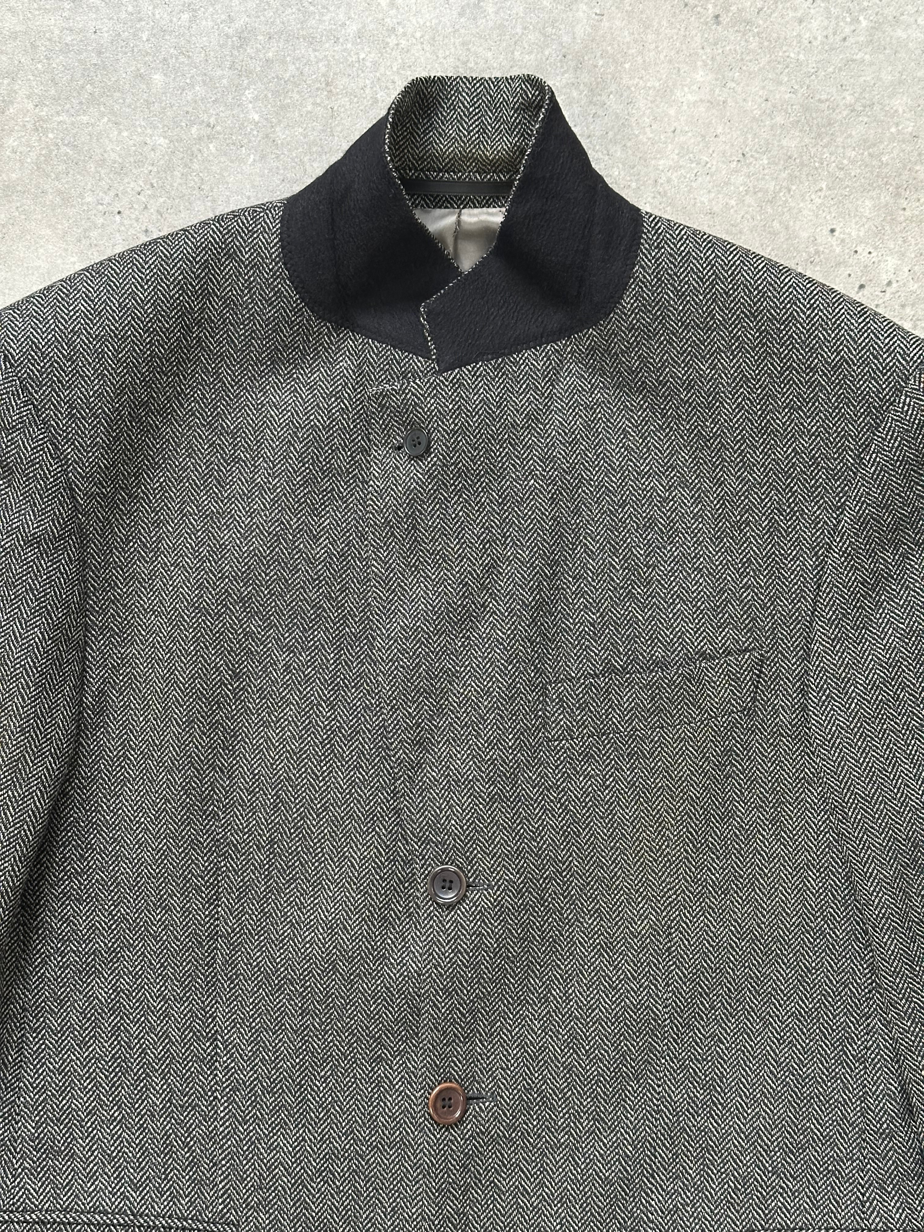 Loro Piana 1990s wool cashmere high-neck blazer in size 38R/L, tailored fit with classic design and neutral color.