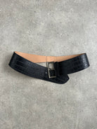 Vintage 1990s Square Buckle Leather Chunky Belt - W34-36 - SYLK