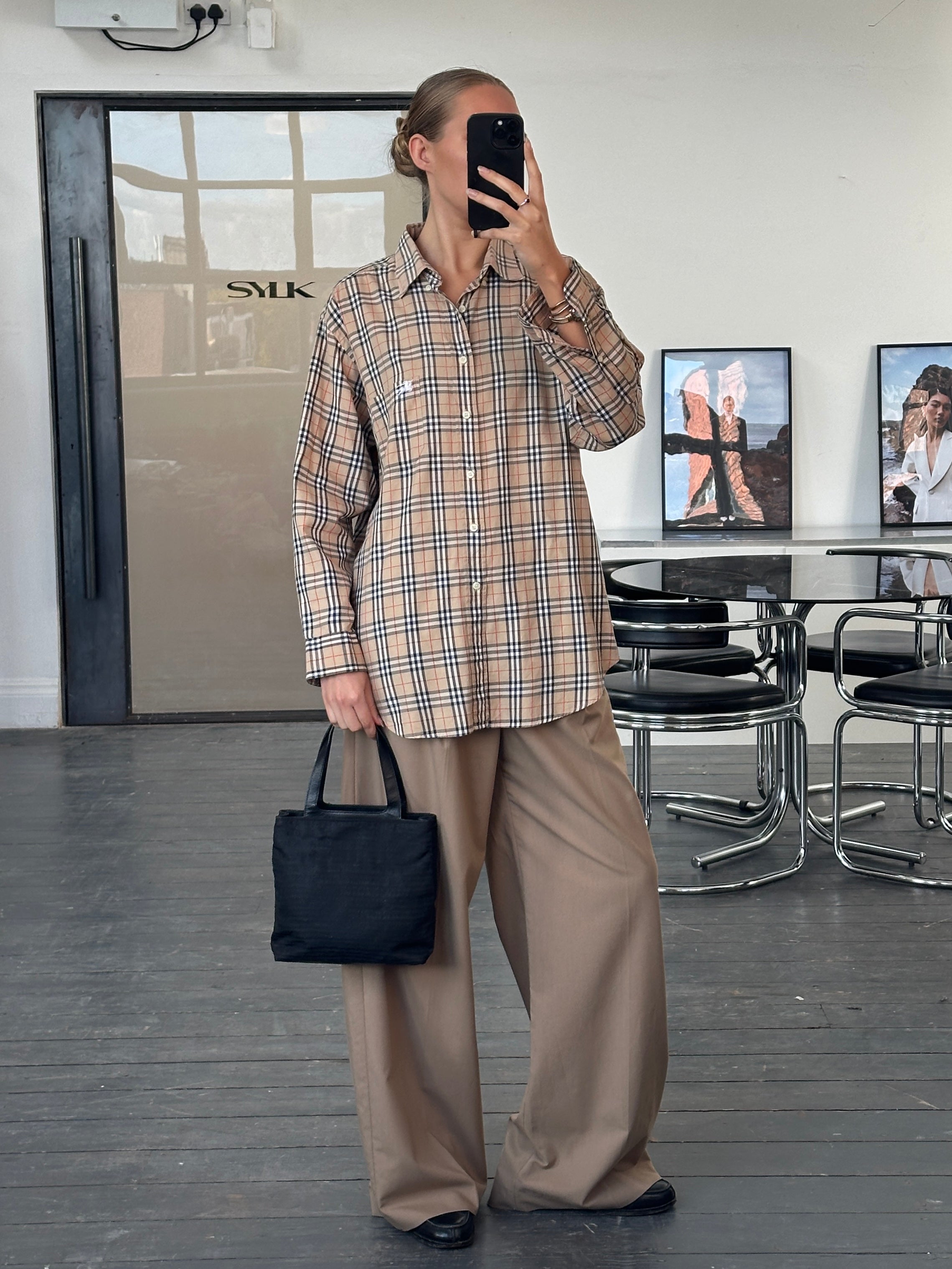 Burberry 1990s Archive Nova Check cotton shirt in XL, featuring classic check pattern and button-down collar.