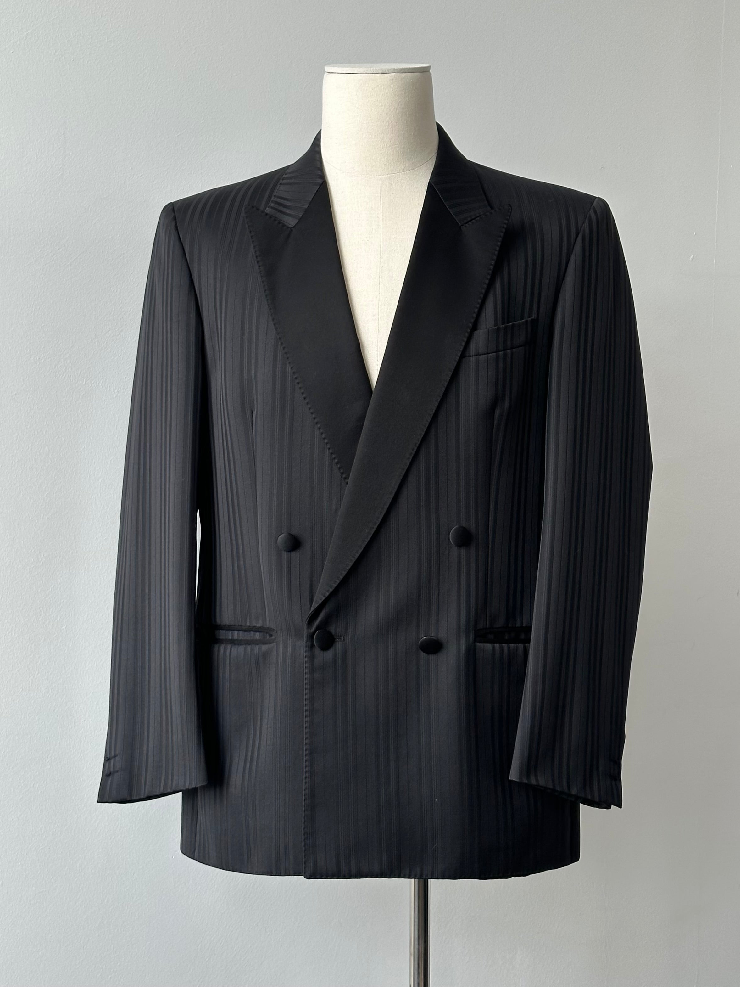 Vintage 1990s Double Breasted Striped Tuxedo Blazer - L