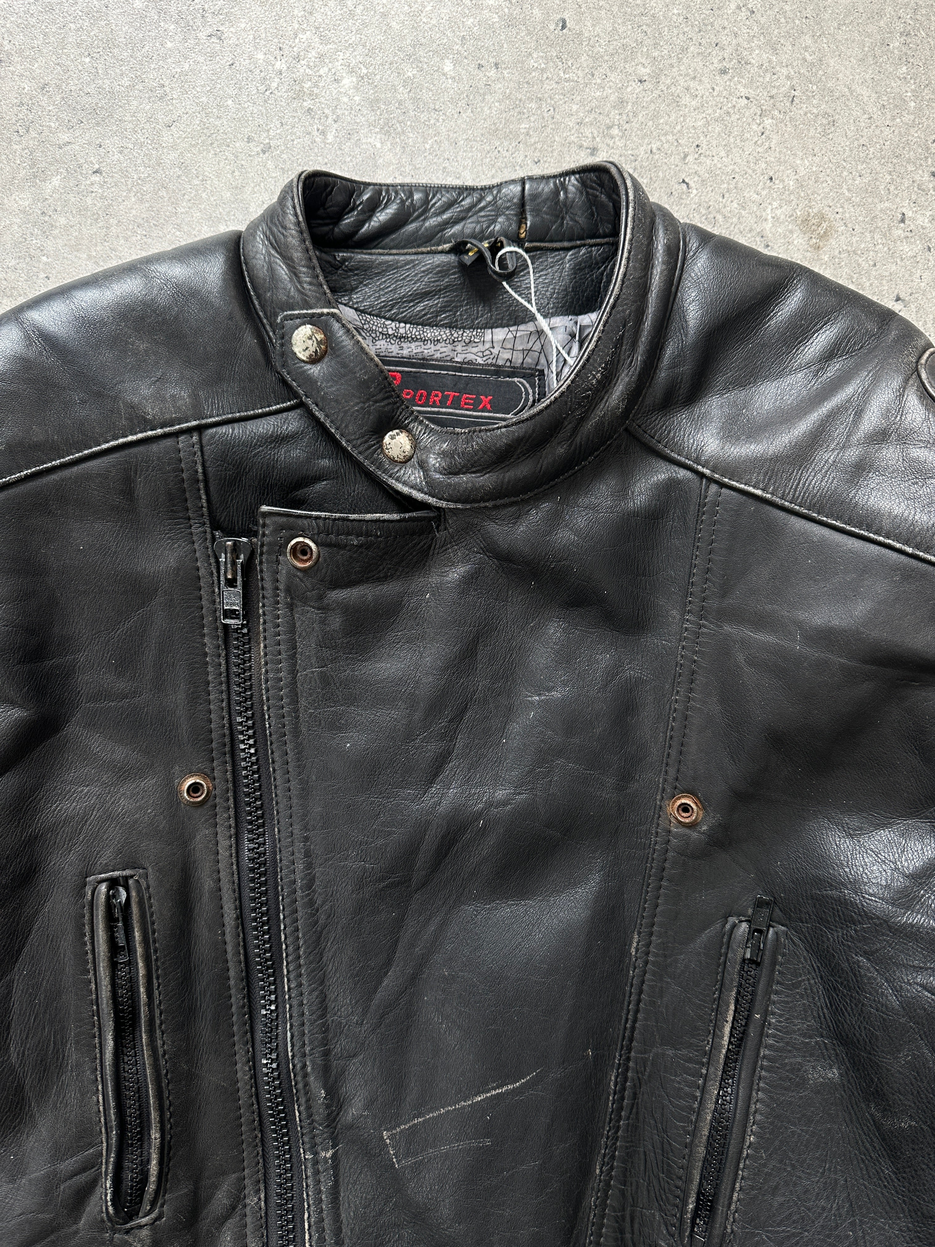 Vintage Distressed Motorcycle Leather Jacket - L/XL - SYLK