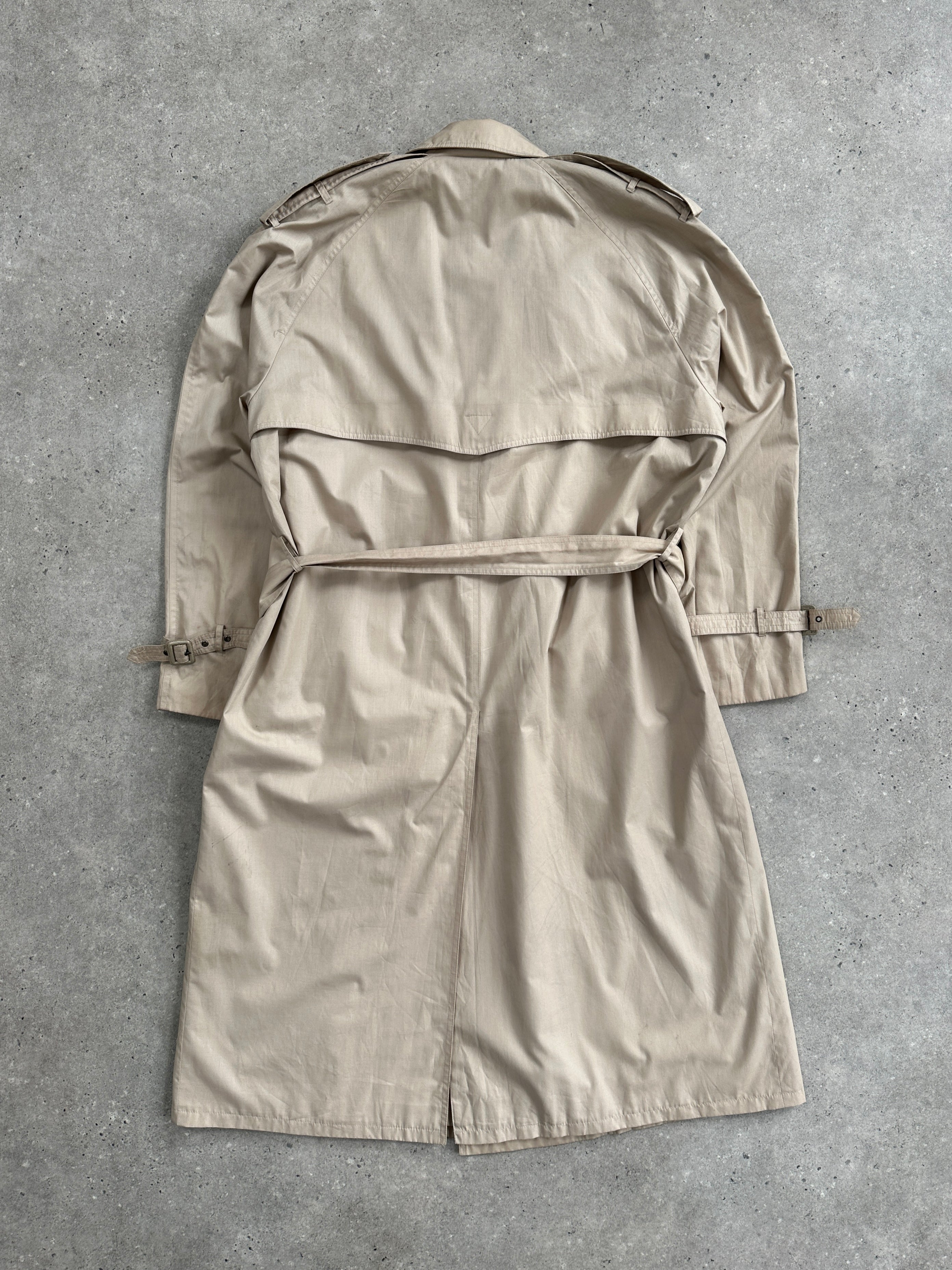 Yves Saint Laurent 1980s Cotton Double Breasted Belted Trench Coat - XL - SYLK