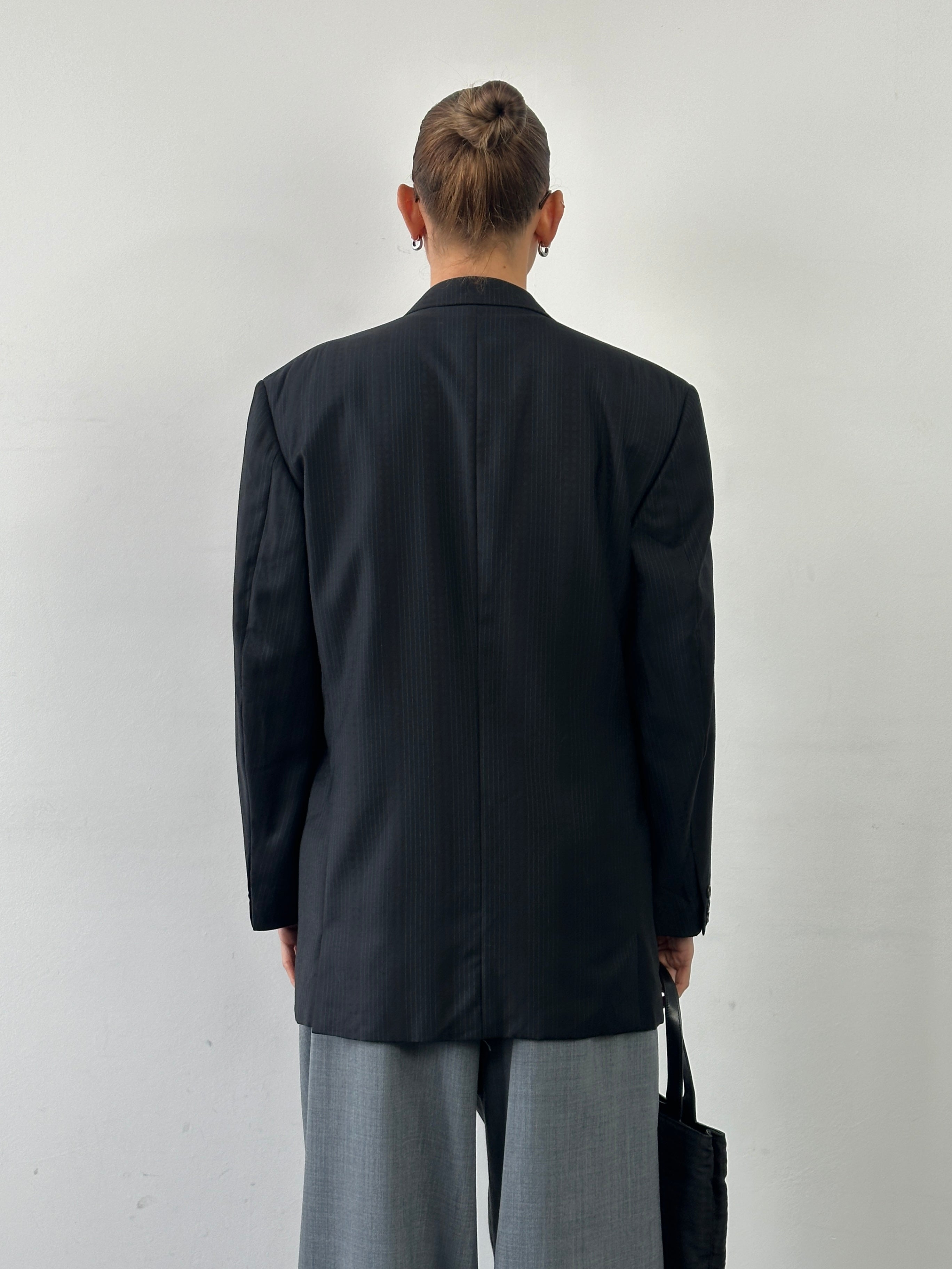 Versace Classic V2 90s pure wool double-breasted blazer in size 40R/L, shown in a tailored, structured fit with lapels and button details.