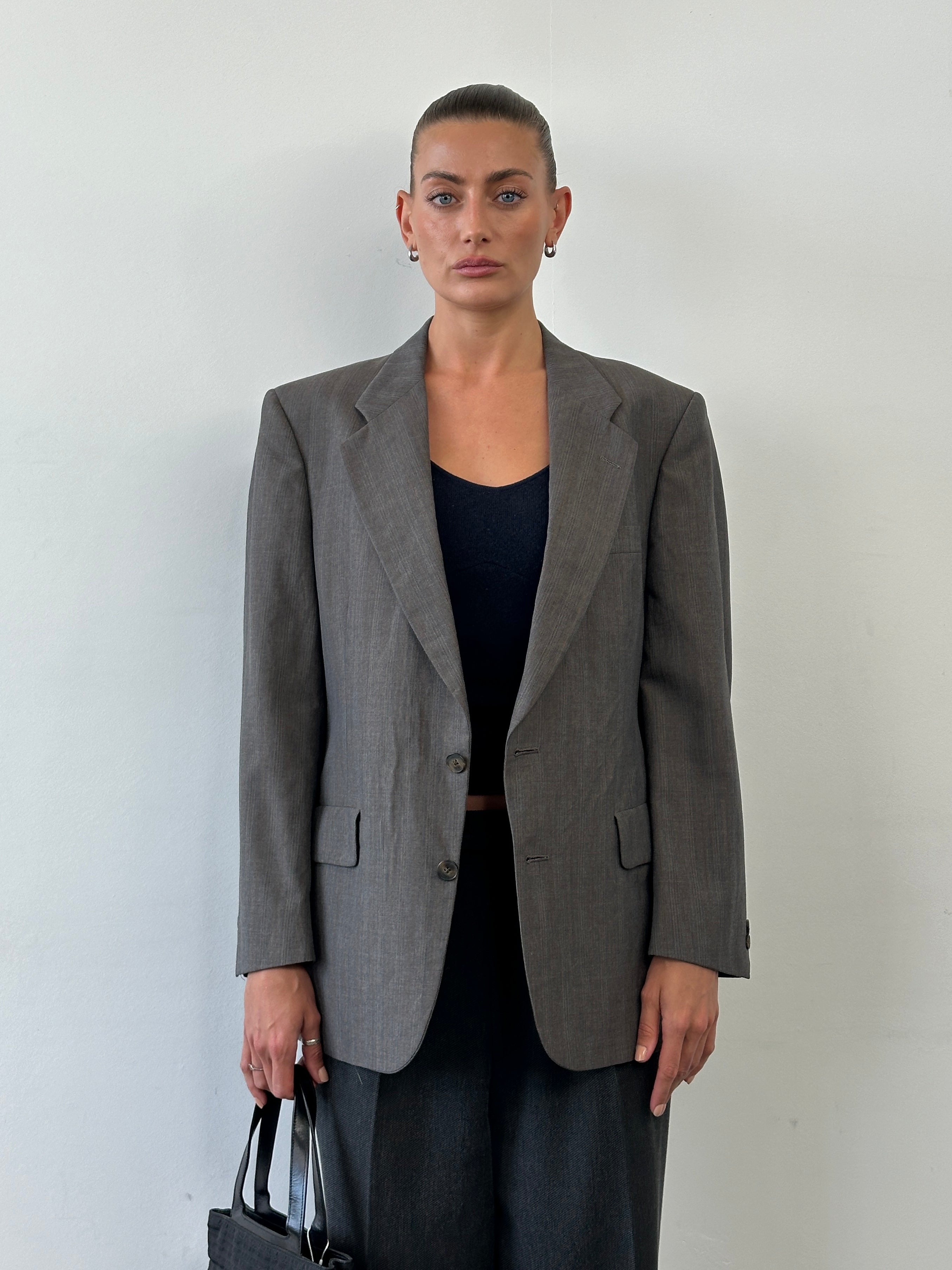 Christian Dior Monsieur 80s stripe blazer, single-breasted with 80s-inspired design, size 38R/L, tailored men's fashion piece.