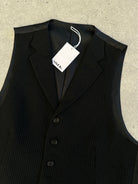 Vintage Wool Pinstripe Collared Waistcoat - L - SYLK