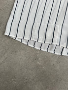 Vintage 1980s Sheer Stripe Tie Neck Shirt - M - SYLK