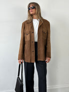 British Vintage 70s Suede Leather Trucker Jacket - L - SYLK