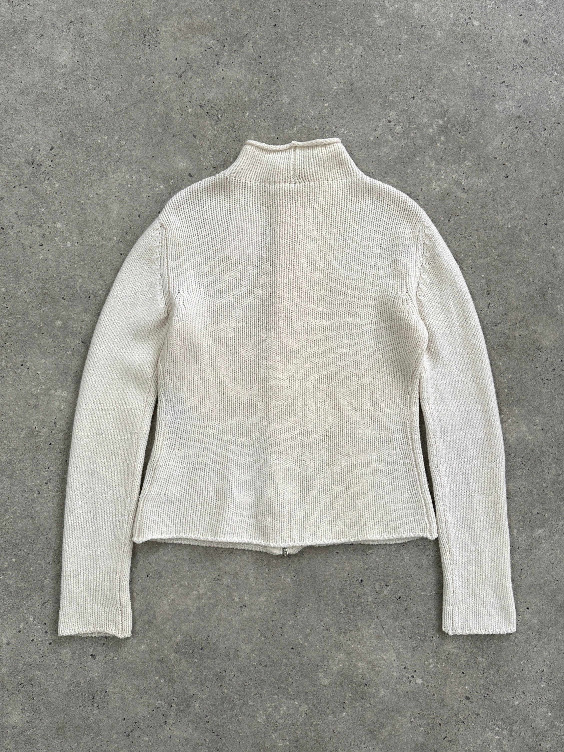 Max Mara S/Wool Cashmere Knitted Cardigan with double zip closure, displayed on a neutral background.