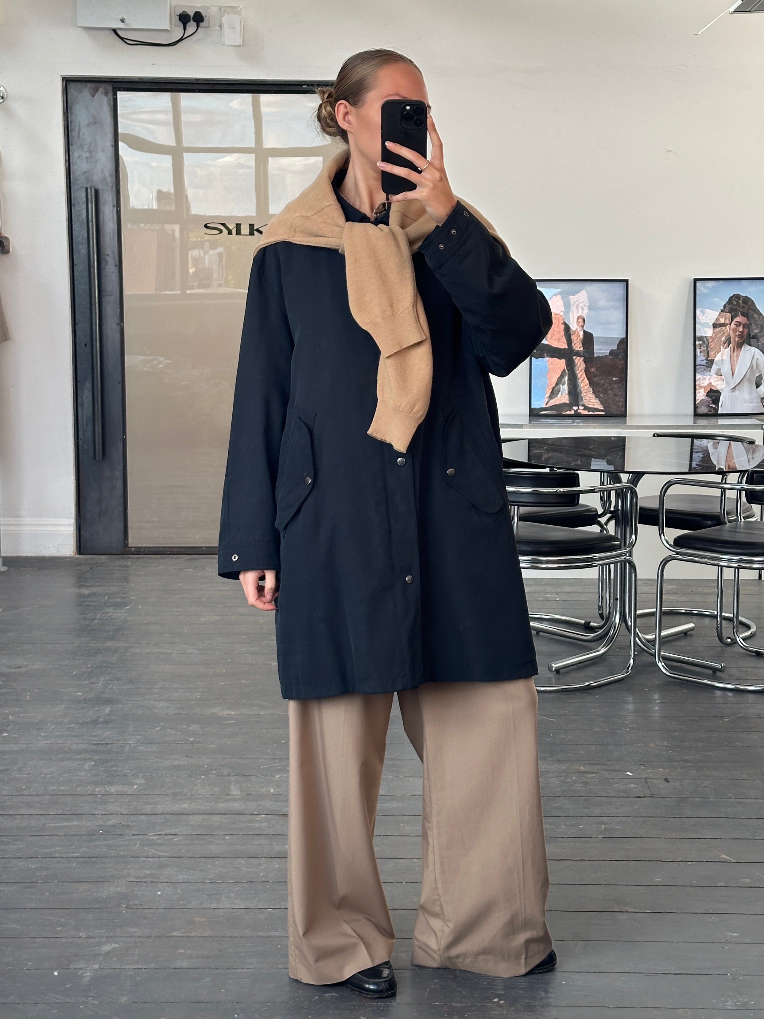 Burberry London 1990s waterproof Nova Check trench coat in XL/XXL, featuring classic plaid pattern and belted waist.