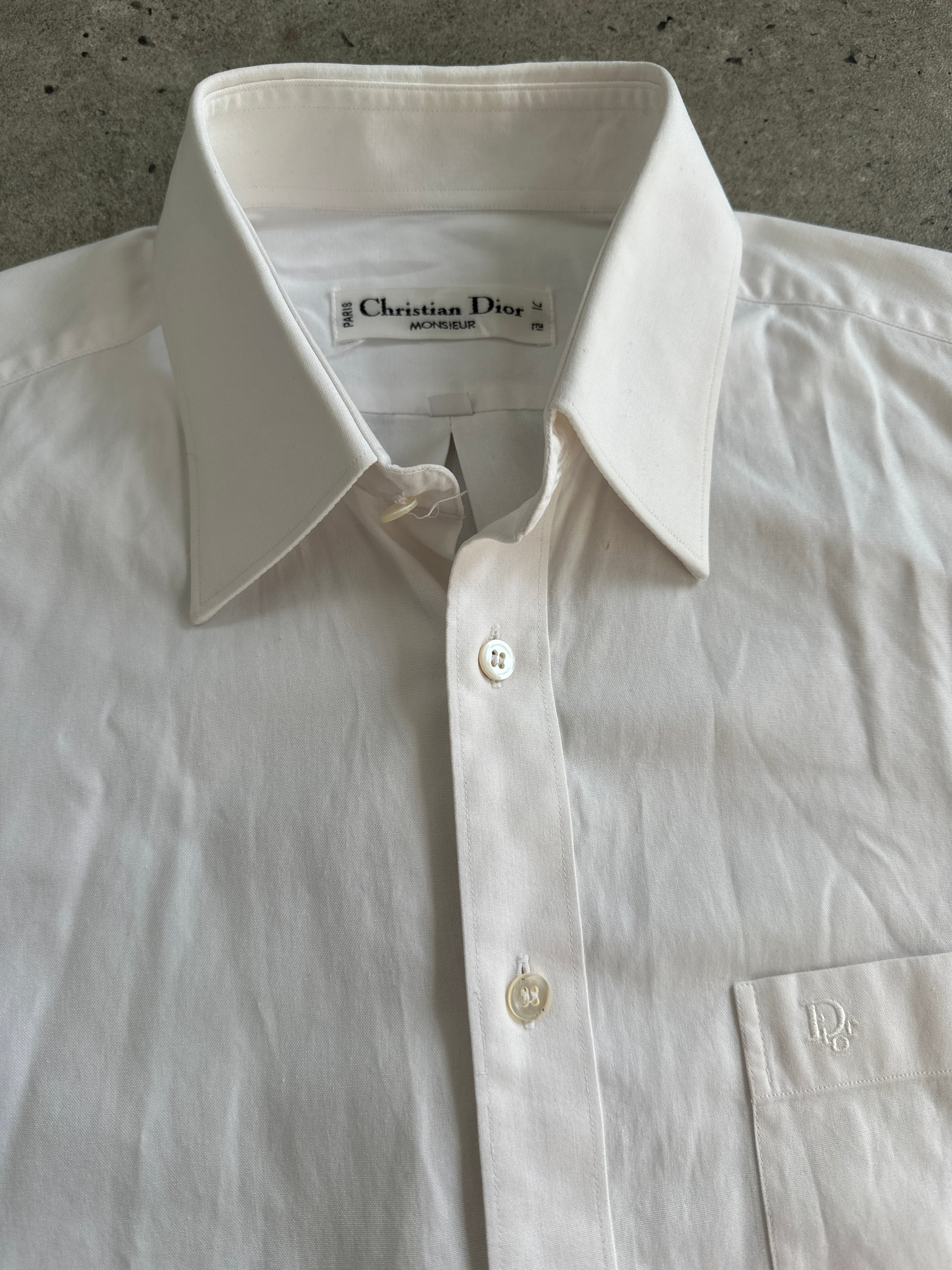 Christian Dior Monsieur cotton logo shirt in size S/M, featuring a classic design with the Dior logo on the front.