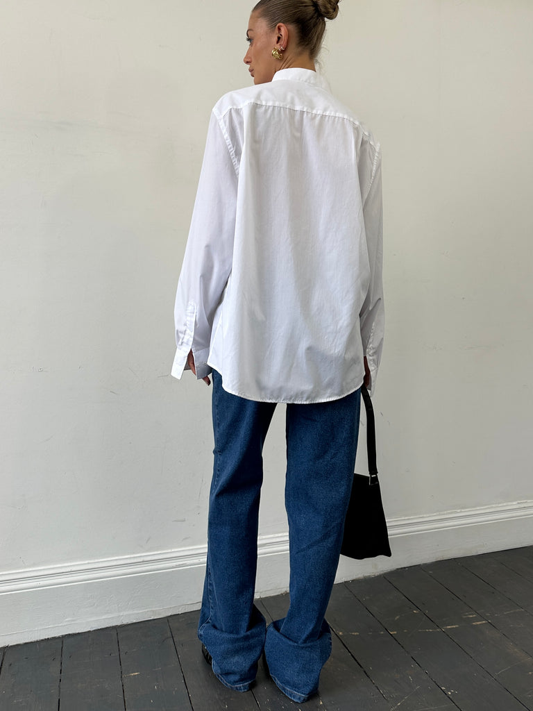 Vintage Cotton Pleated Wing Collar Dress Shirt - XL/XXL - SYLK