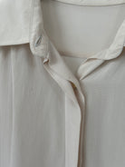 Italian Vintage Silk Concealed Placket Pleated Shirt - M - SYLK