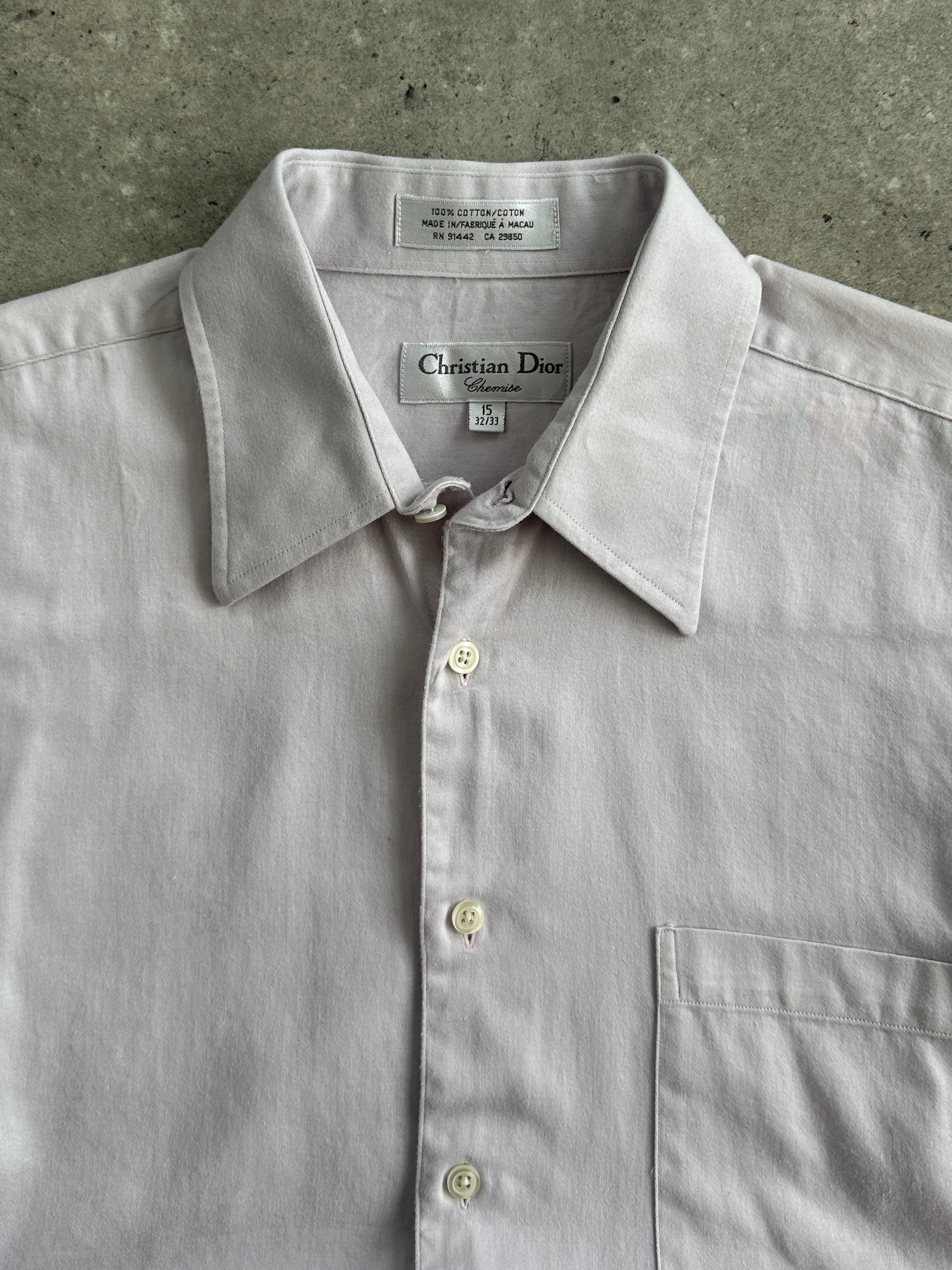 Christian Dior 1990s pure cotton shirt, M/L size, showcasing classic collar and button-down front in a vintage style.