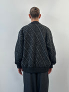 Vintage 1980s Wool Print Knit Bomber Jacket - XL - SYLK