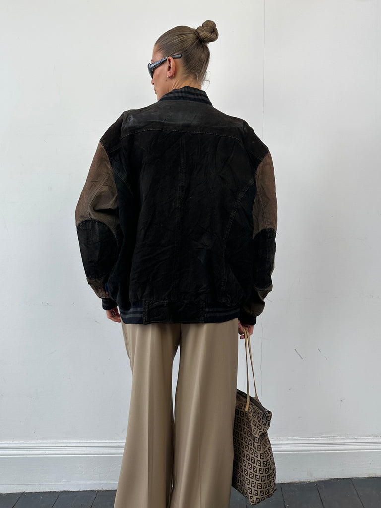 Vintage Varsity Nubuck Leather Jacket - XL - SYLK