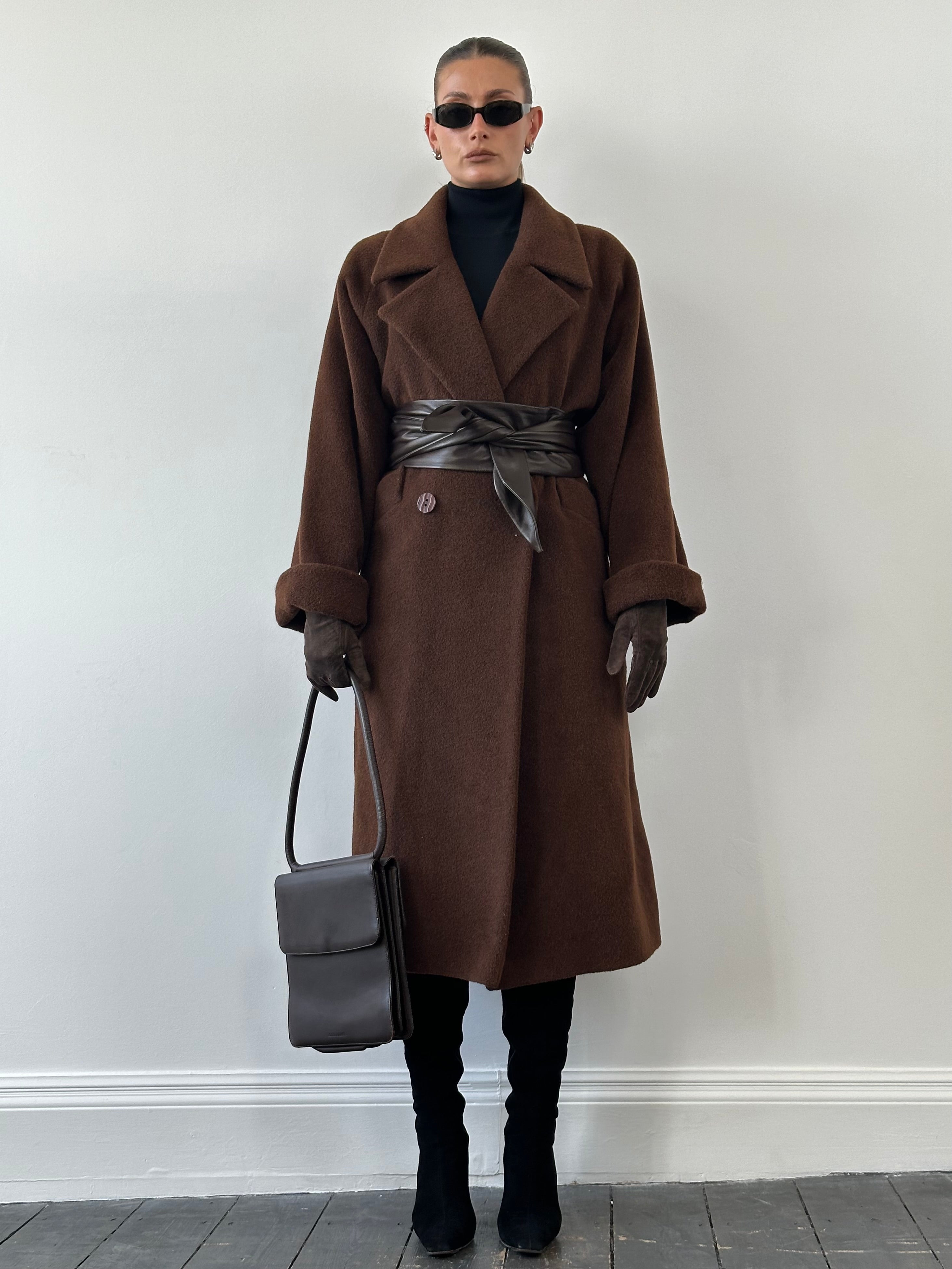 Vintage alpaca wool relaxed fuzzy coat in XL with a cozy, textured appearance and a relaxed fit, perfect for cold weather.
