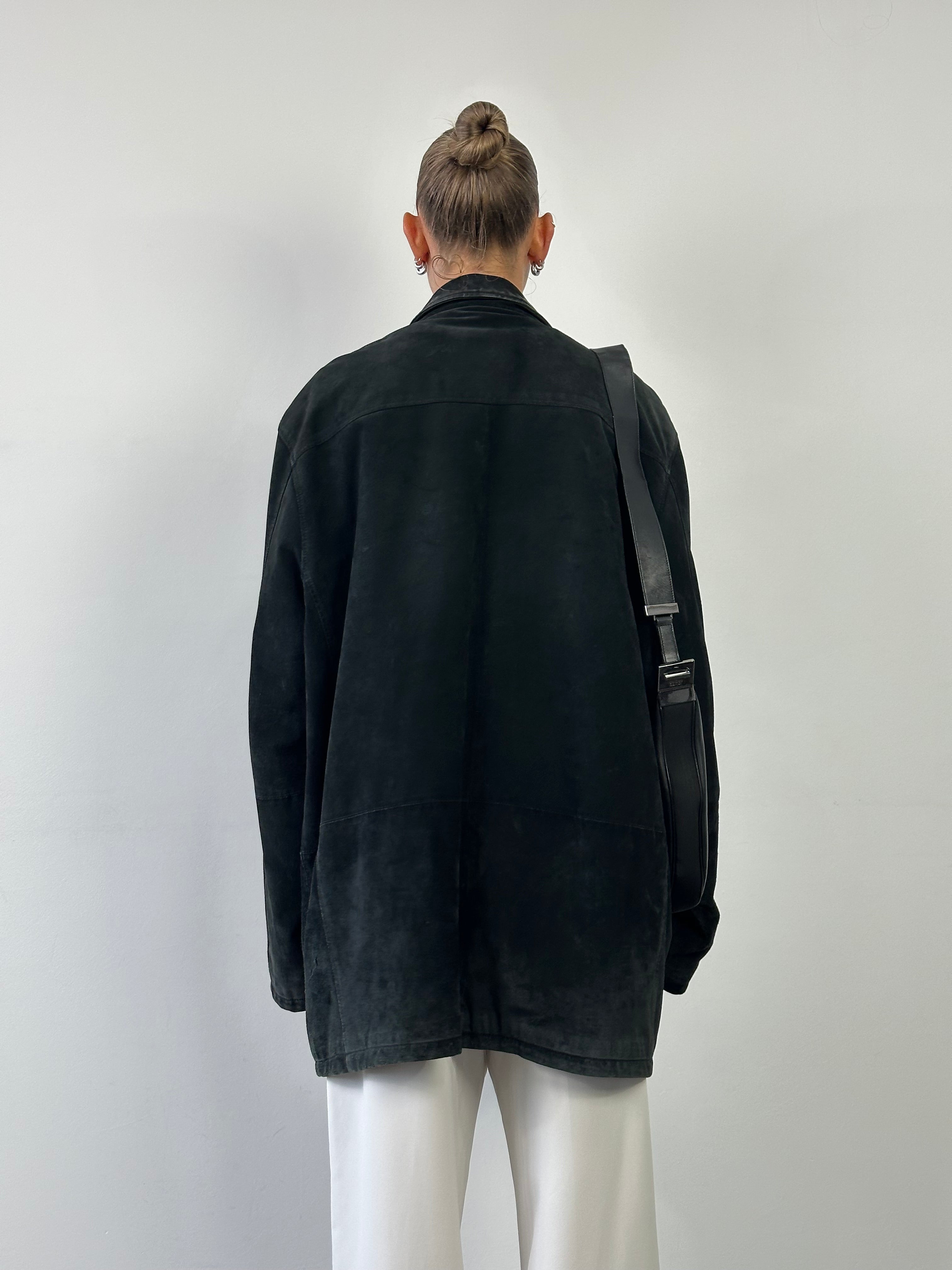 Pierre Cardin 3XL suede leather jacket showing a close-up of the soft suede texture and classic design.