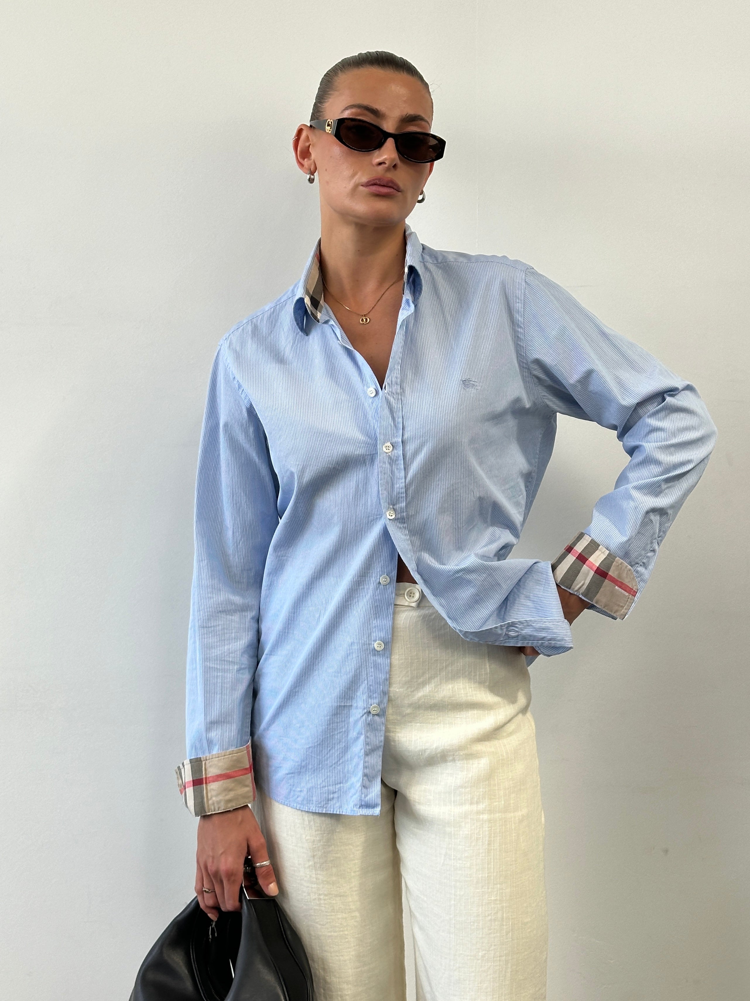 Burberry London Cotton Stripe Logo Shirt - M - SYLK