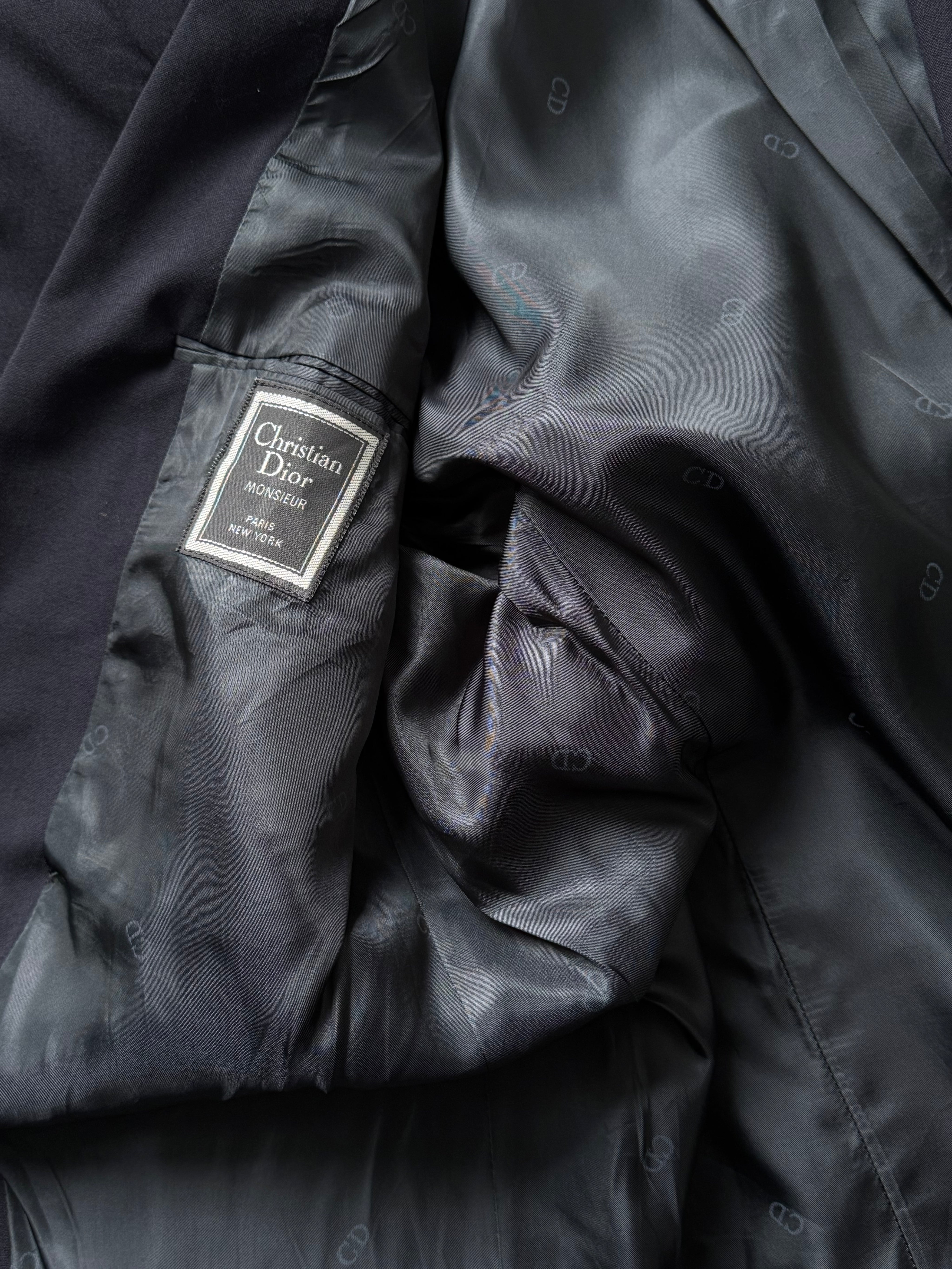 Christian Dior Monsieur 1980s pure wool single-breasted blazer in size 48L/XXL, tailored fit, with classic lapel and button details.
