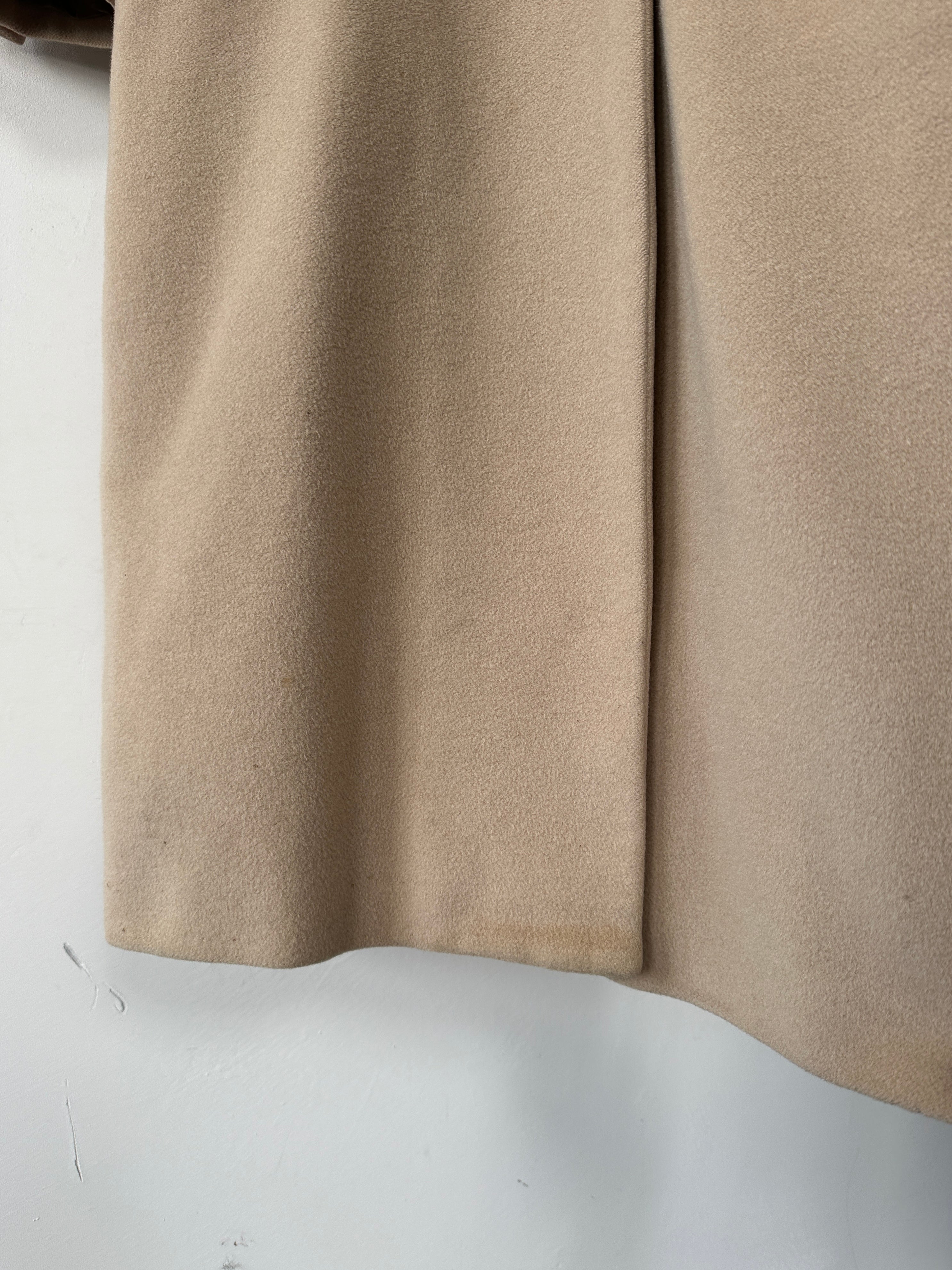 Emporio Armani wool cashmere single-breasted coat in size S, shown in a stylish tailored fit with classic lapel design.