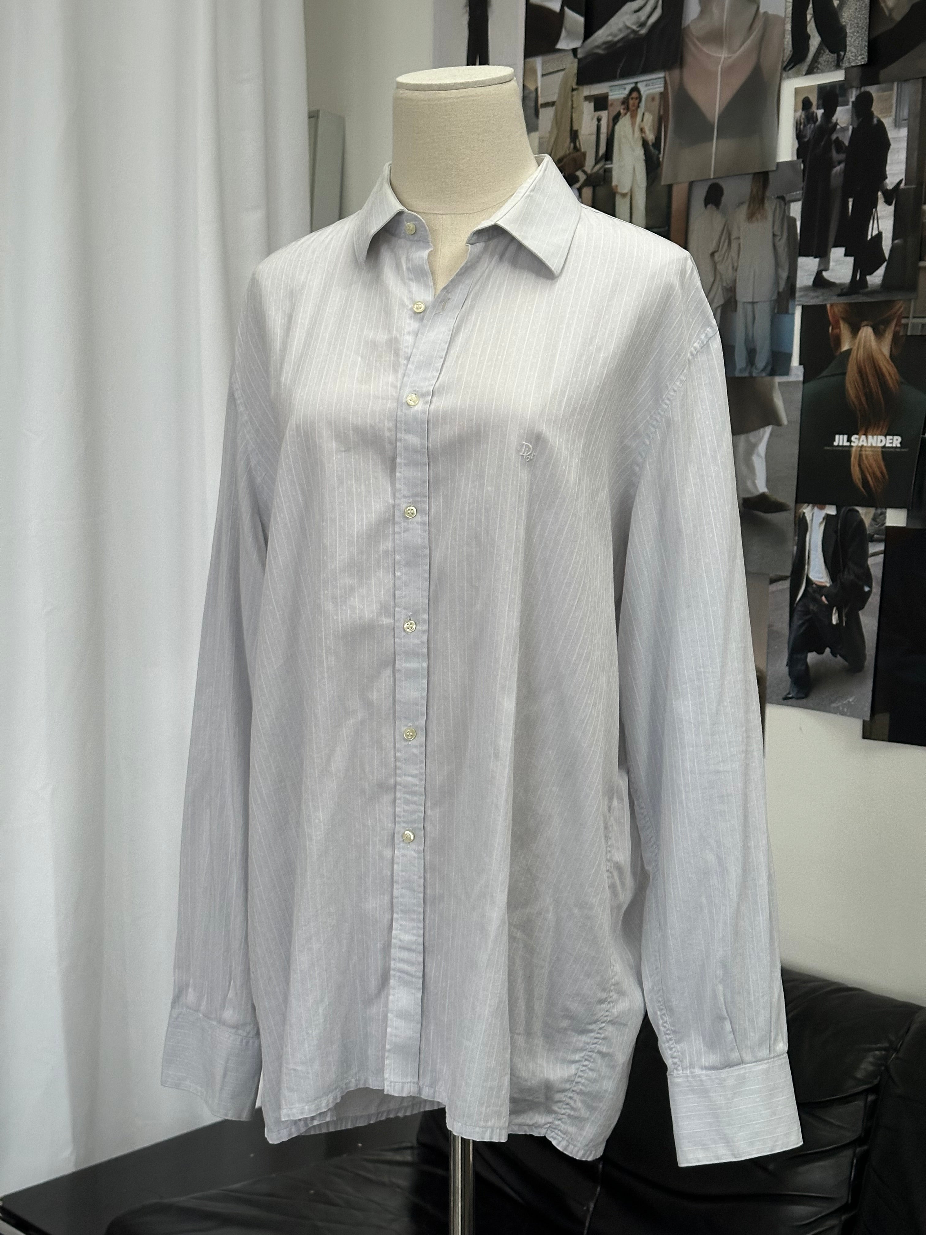 Christian Dior Monsieur 1990s pure cotton logo shirt in size L/XL, featuring the Dior branding and classic button-down style.
