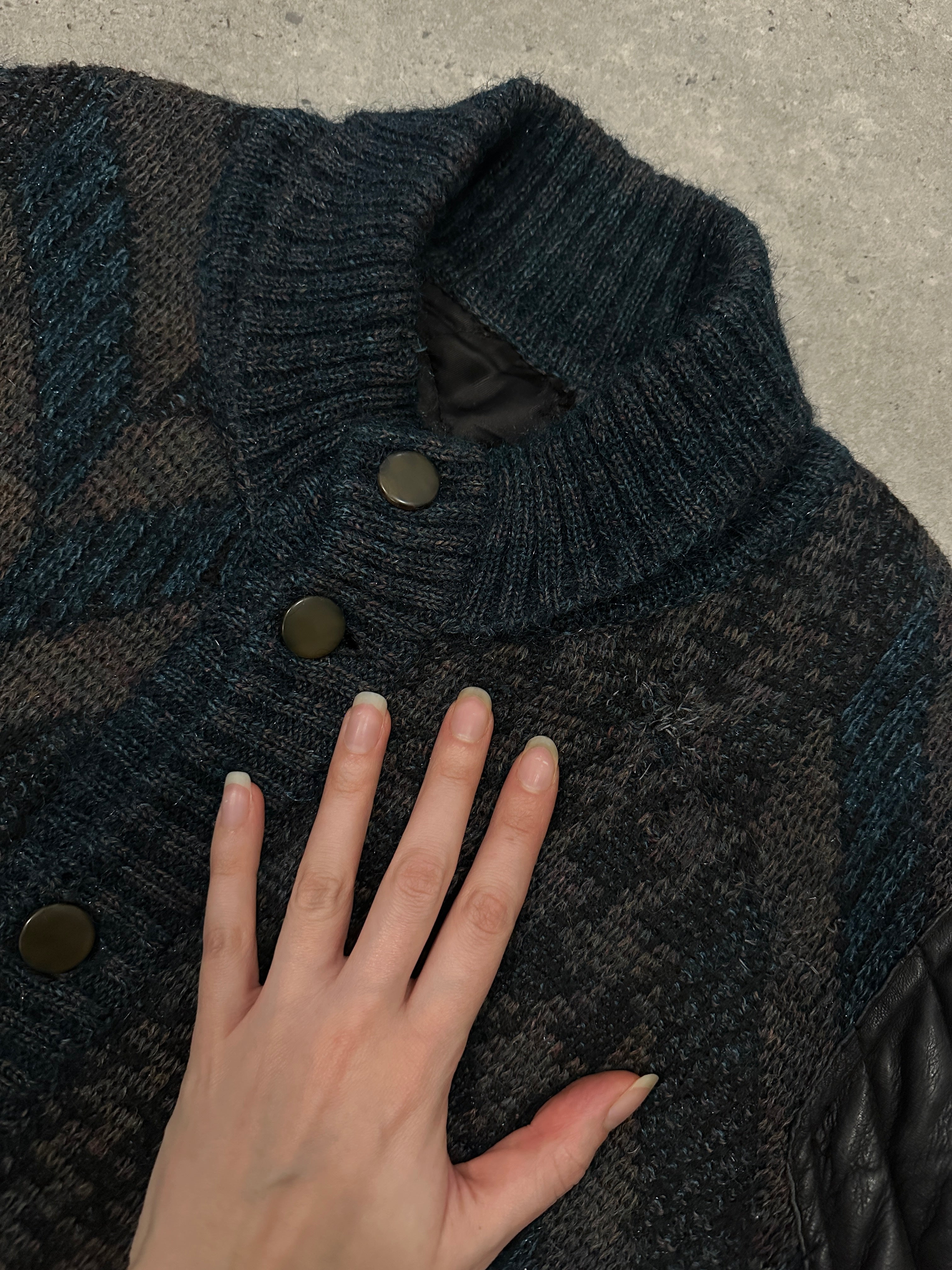 Vintage 1990s Wool Print Knit Bomber Jacket - XL - SYLK