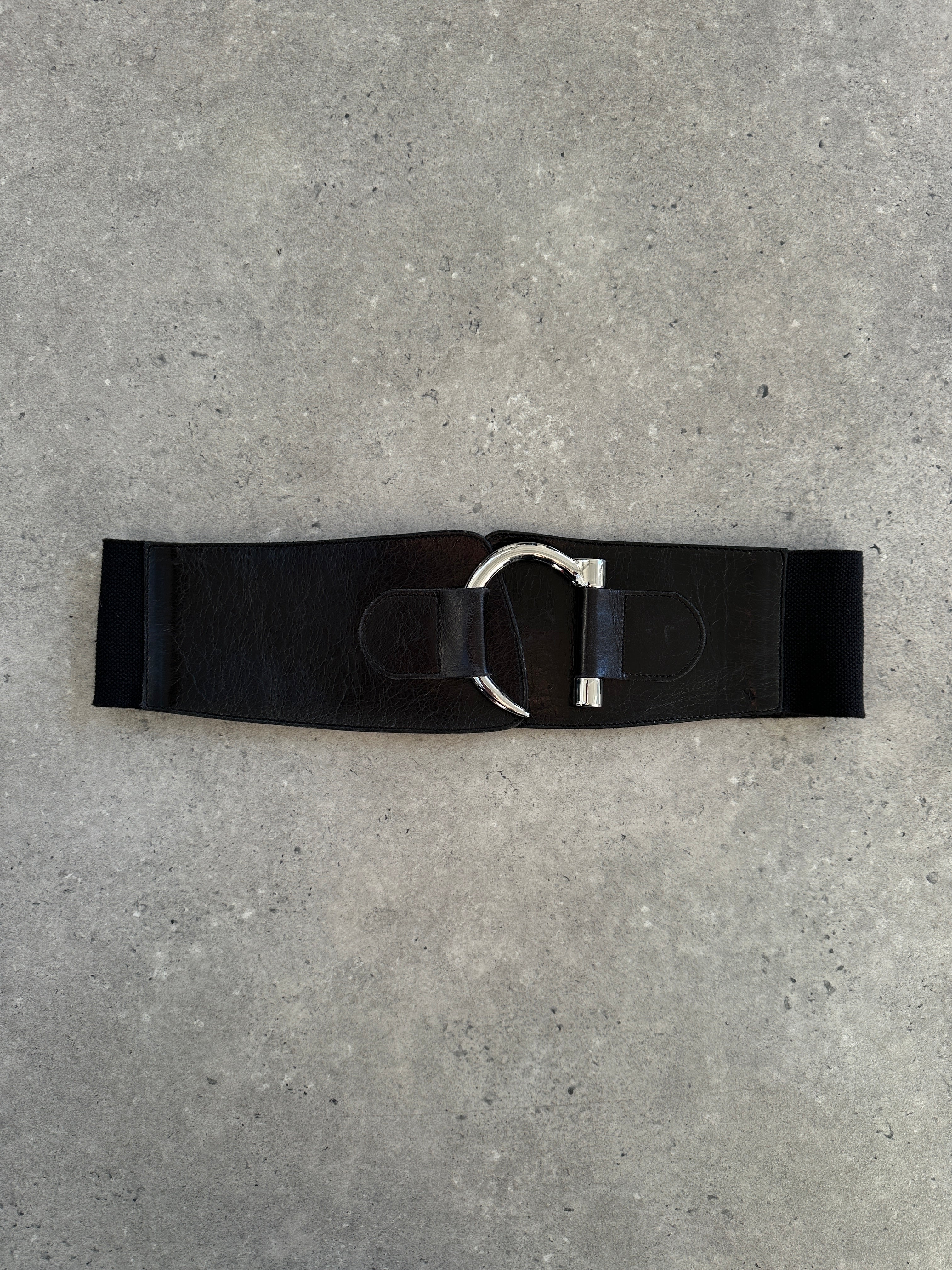 Vintage 1990s Elasticated Leather Belt - W28-32 - SYLK