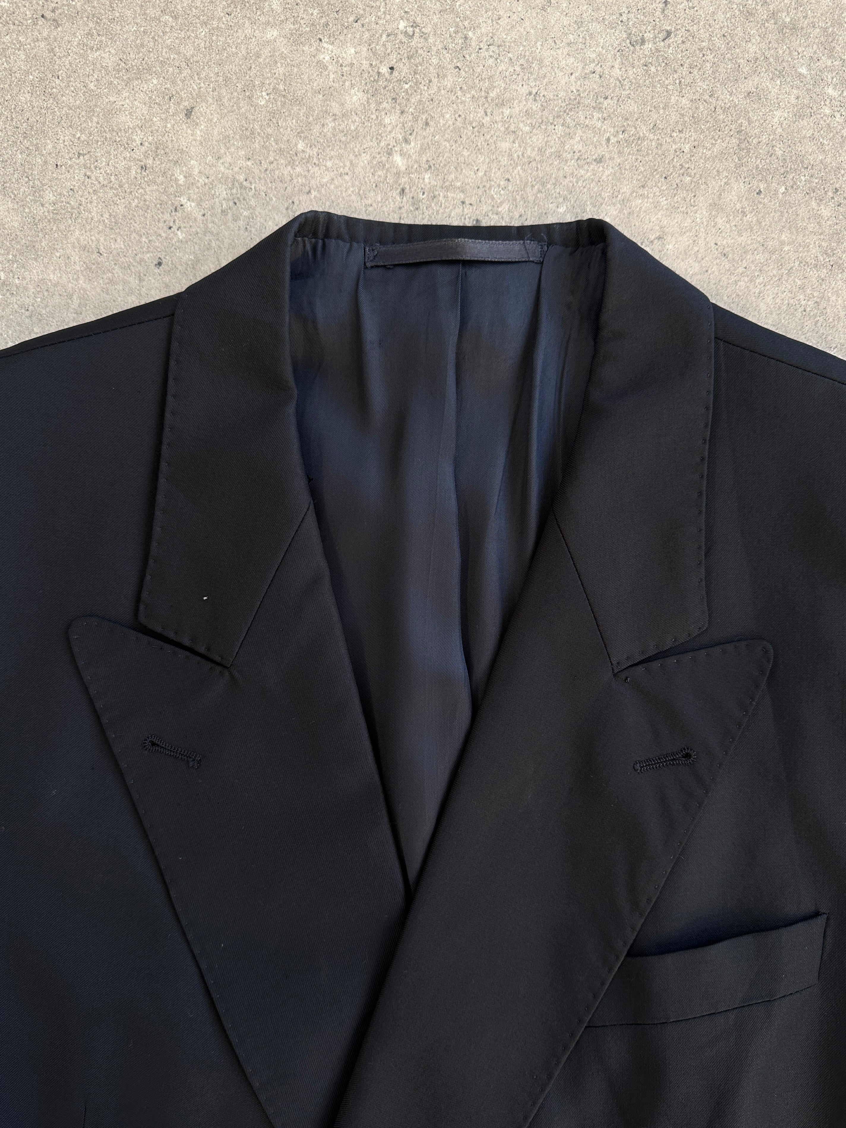 Louis Feraud x Loro Piana 1990s pure wool double-breasted blazer, size 40R/L, with classic tailored fit and neutral color.