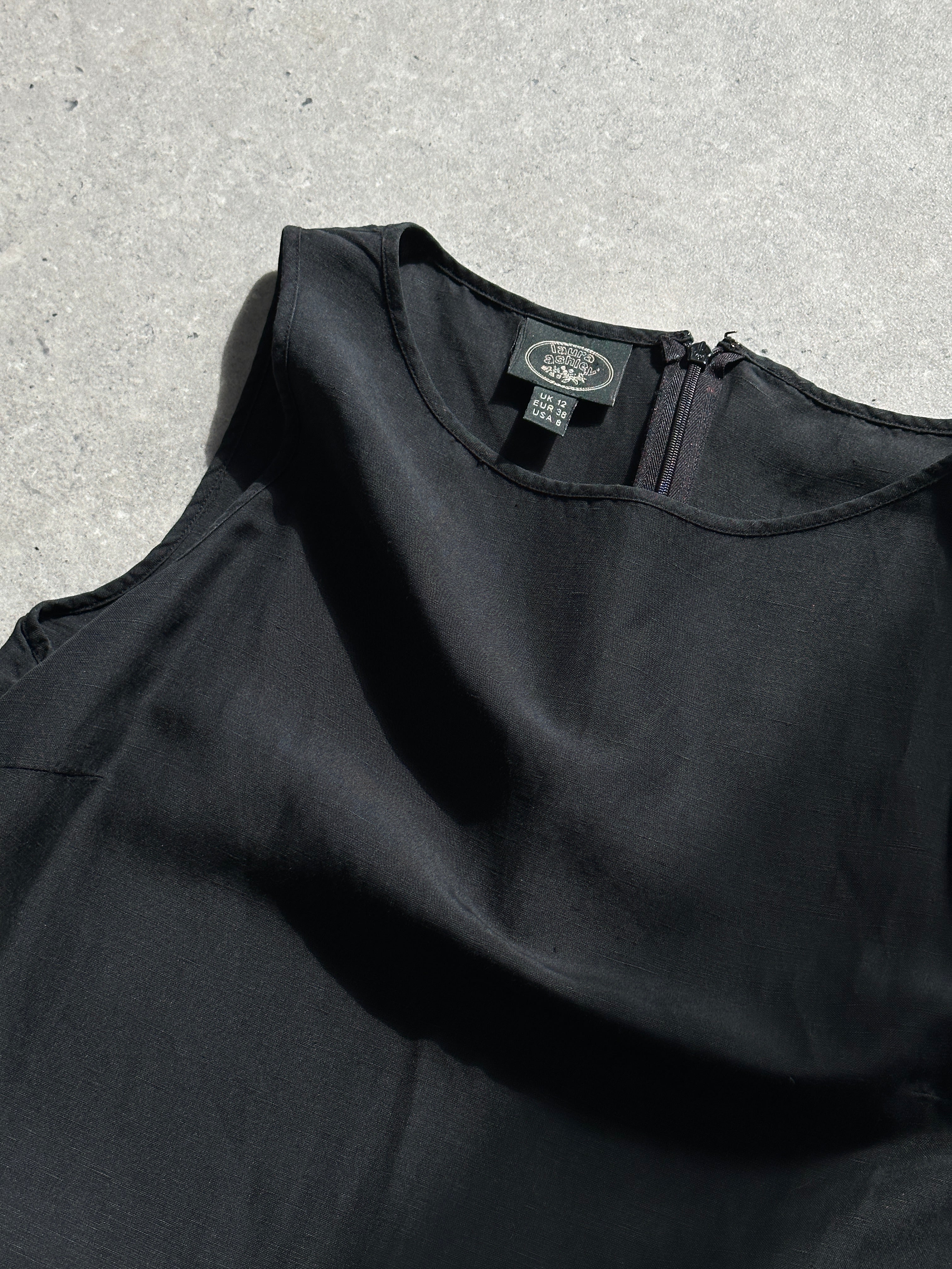 Laura Ashley Silk Linen Midi Shift Dress - M - SYLK