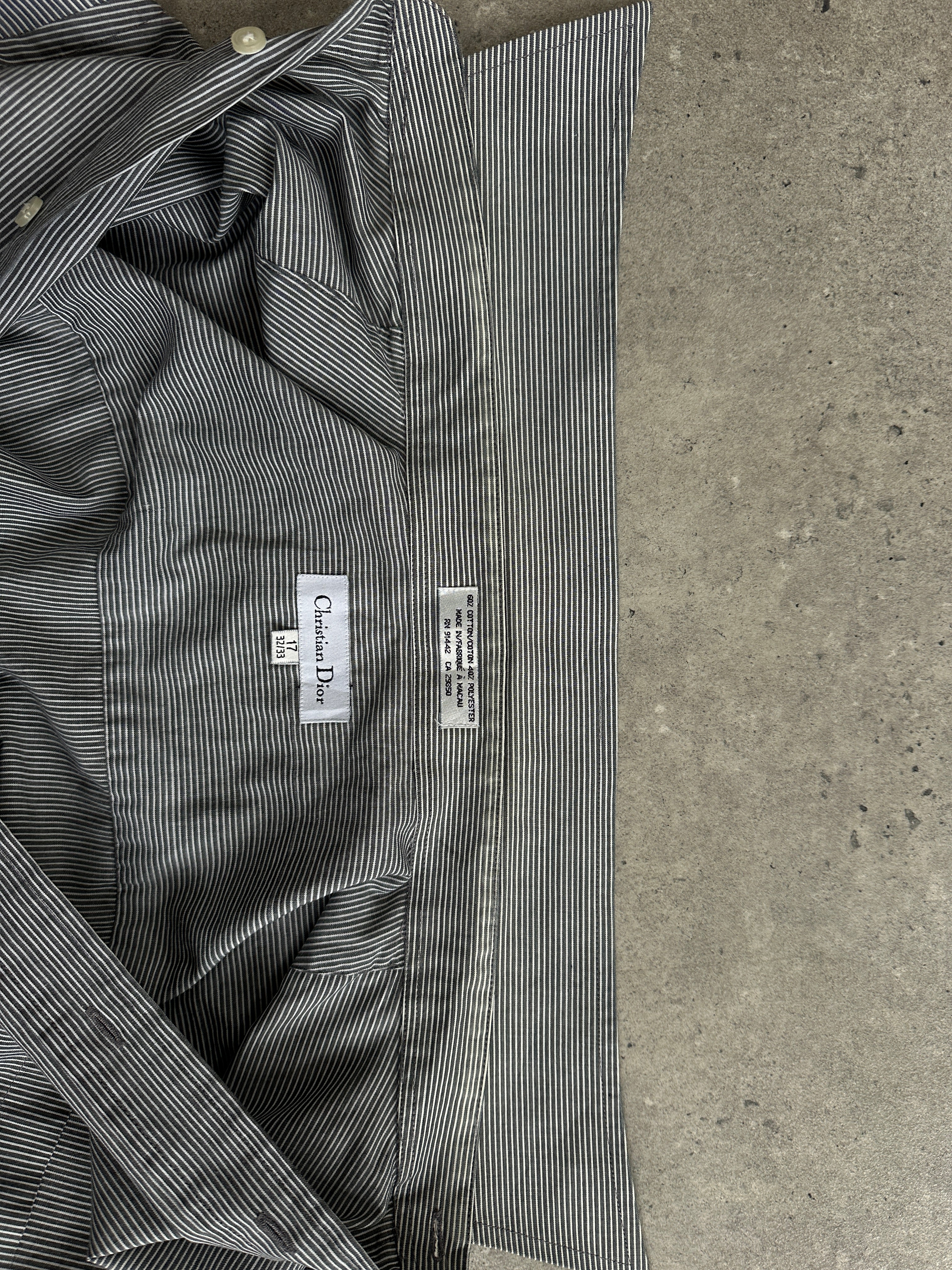 Christian Dior 1990s striped cotton shirt in size L, featuring classic button-up design and bold color pattern.