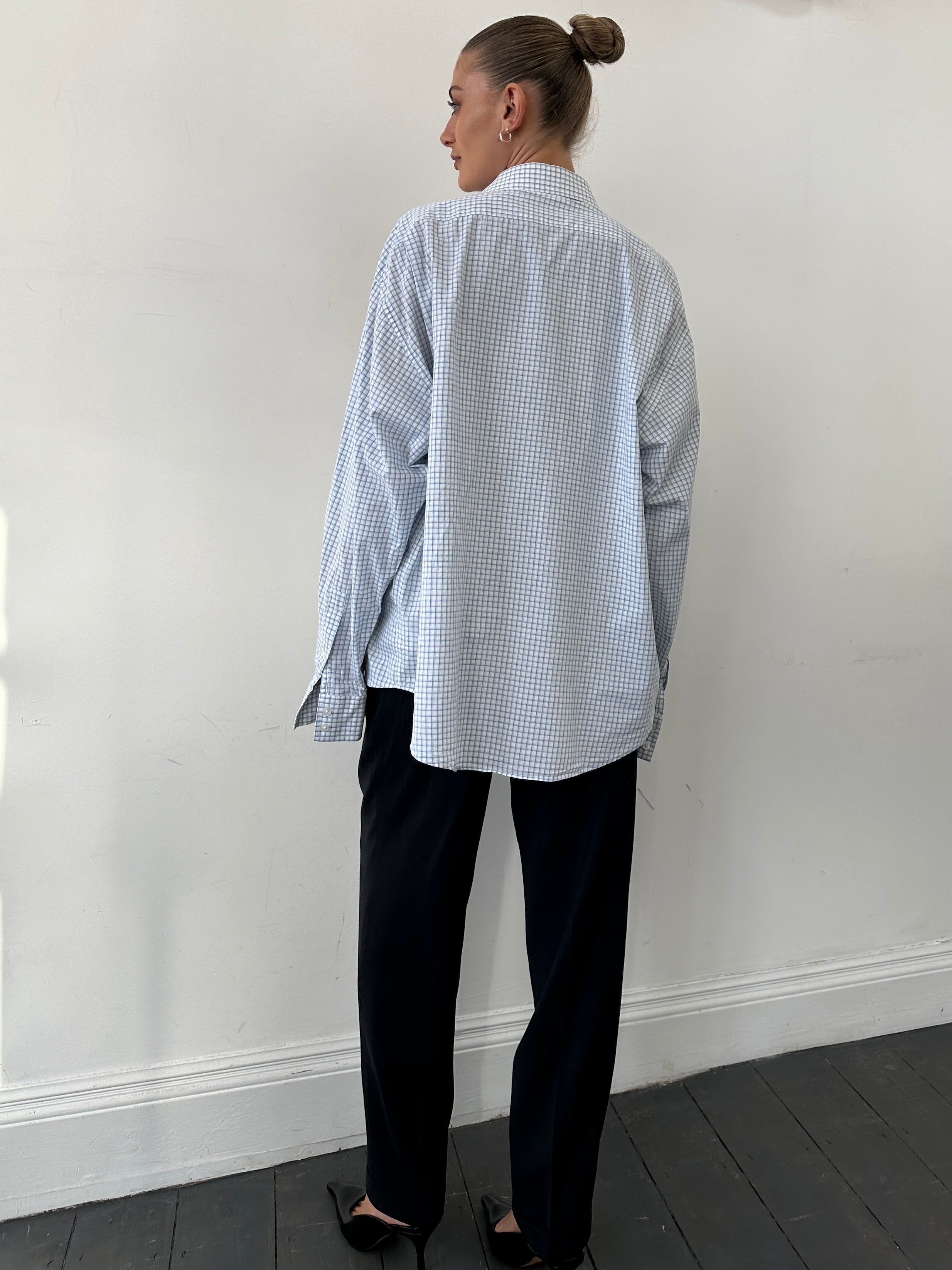 Yves Saint Laurent Pour Homme pure cotton check shirt in XXL, featuring a classic plaid pattern and button-down collar.