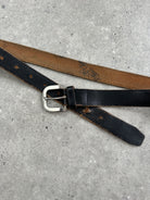 Vintage 1980s Chrome Distressed Leather Belt - W30-38 - SYLK