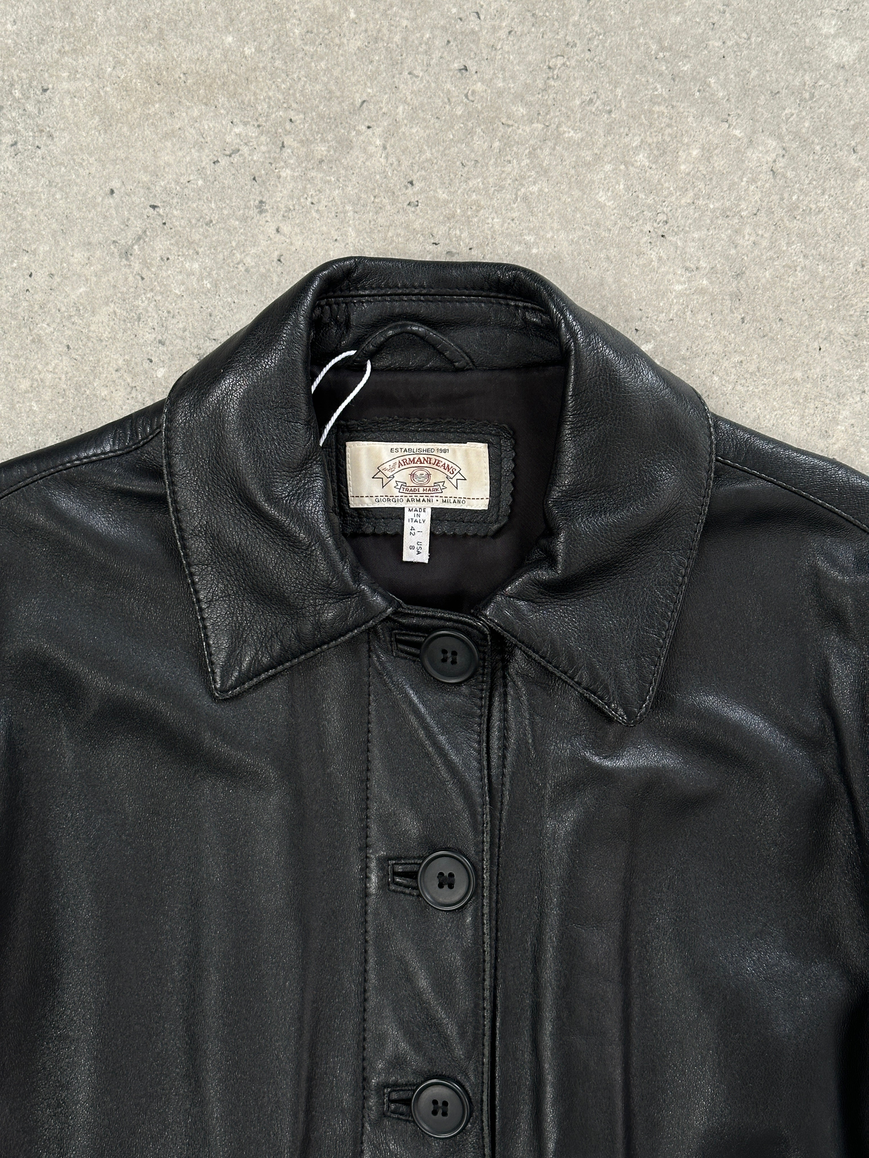 Armani Jeans Button Up Leather Jacket - SYLK