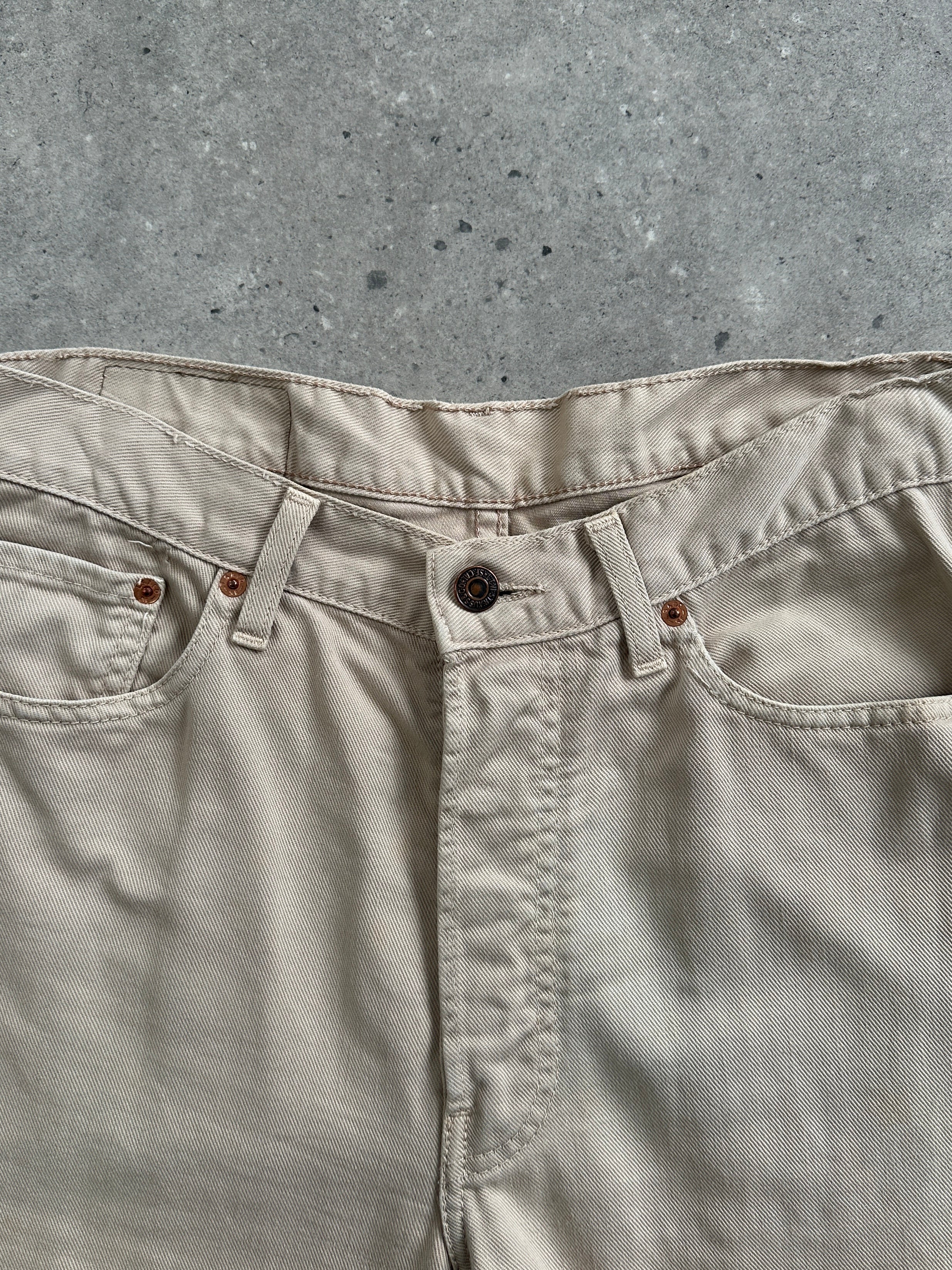 Levi’s 551 straight leg denim jeans in W30, showing the classic blue denim fabric and fit details.