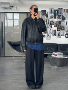 Vintage 1990s Leather Blouson Bomber Jacket - L - SYLK