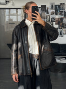 Italian Vintage 1990s Distressed Leather Jacket - L/XL - SYLK