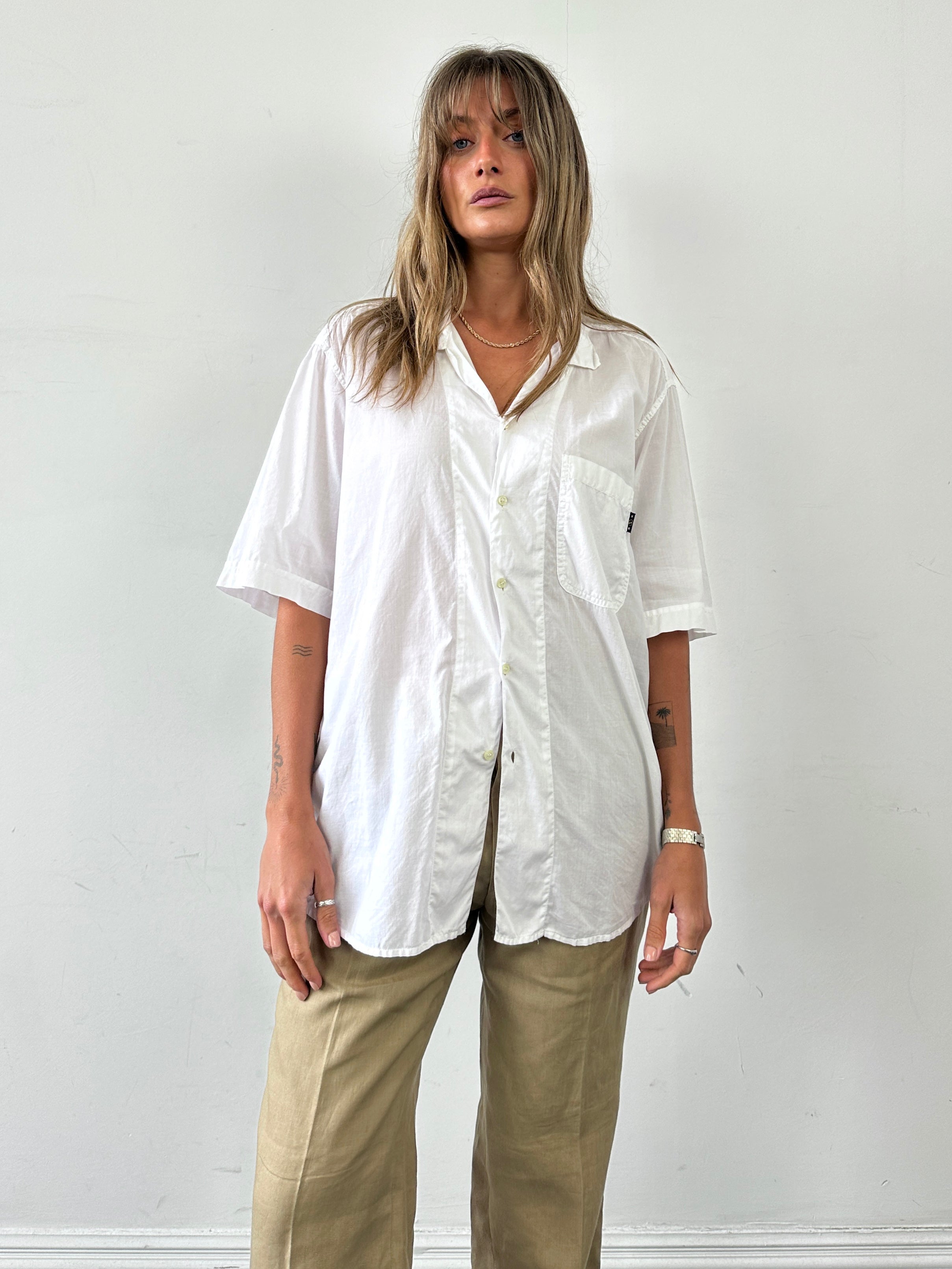 Valentino 90s cotton Cuban collar beach shirt in size L with vibrant print and relaxed fit, perfect for casual summer wear.