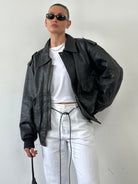 Vintage Distressed Leather Bomber Jacket - XL - SYLK