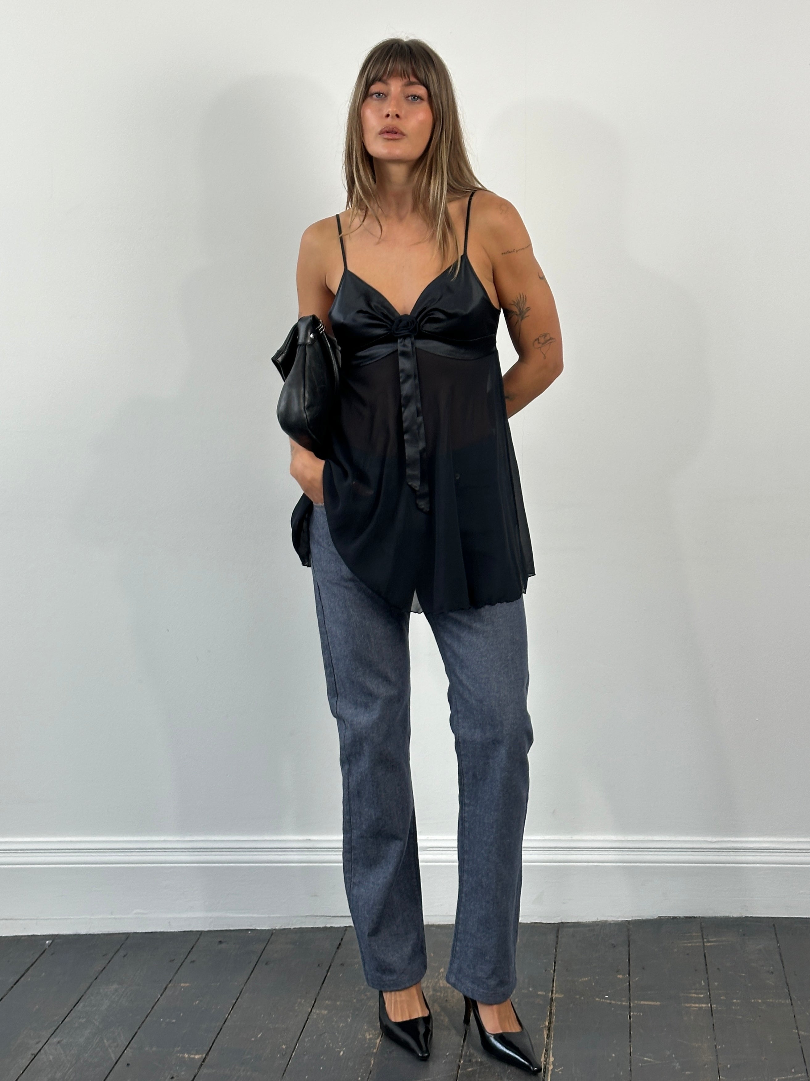 Fiorucci 1990s Safety Jean high-waisted straight-leg denim jeans in W32, showcasing classic blue denim and vintage style.
