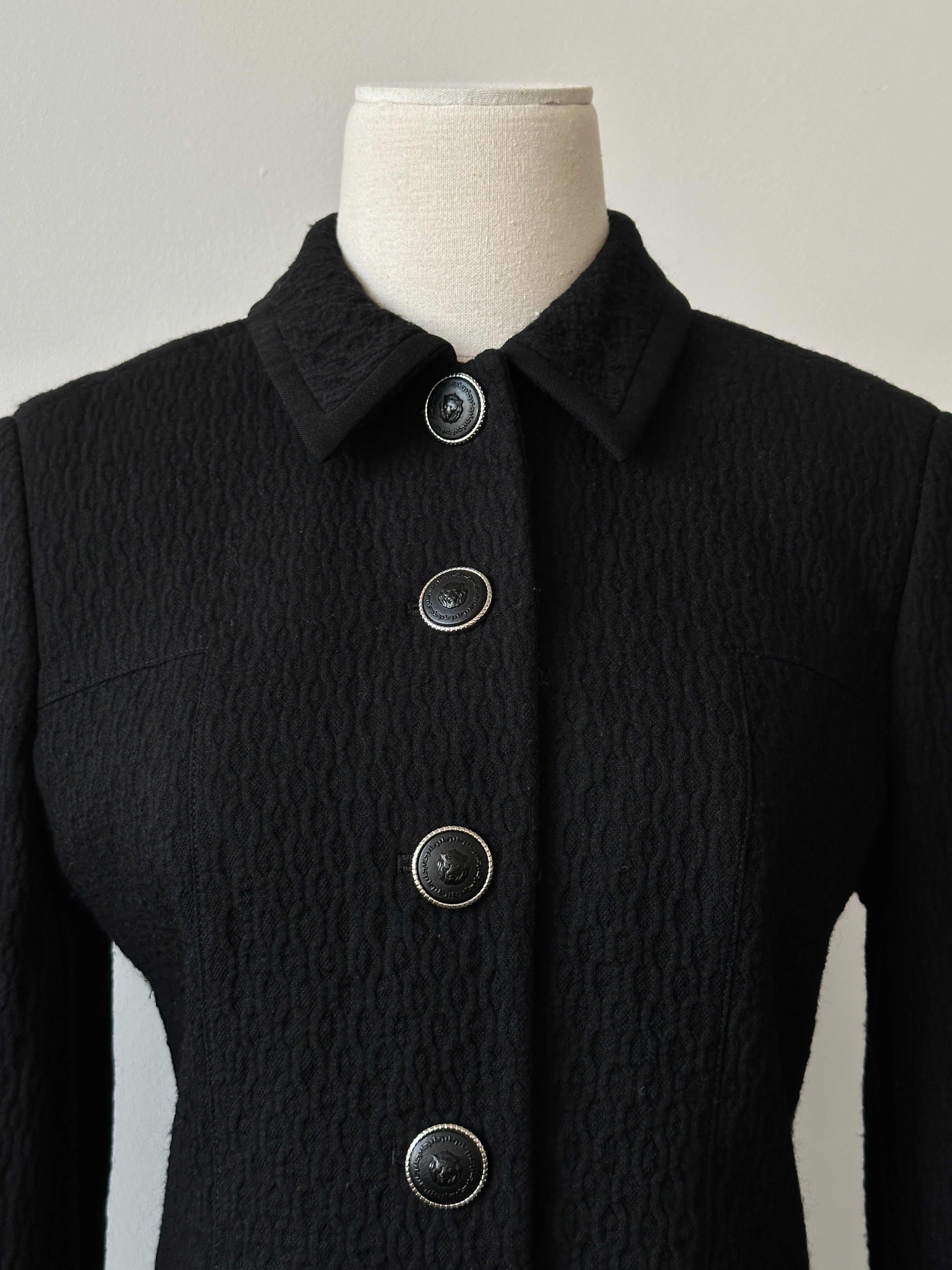 Versace Versus 1990s Wool Silk Lion Head Fitted Jacket - S