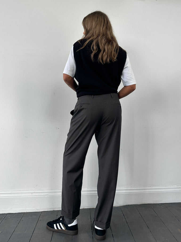 Burberry Wool Straight Leg Mini Check Tailored Trouser - W32 - SYLK