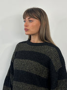 Italian Vintage 1990s Wool Alpaca Striped Knitted Jumper - XL/XXL - SYLK