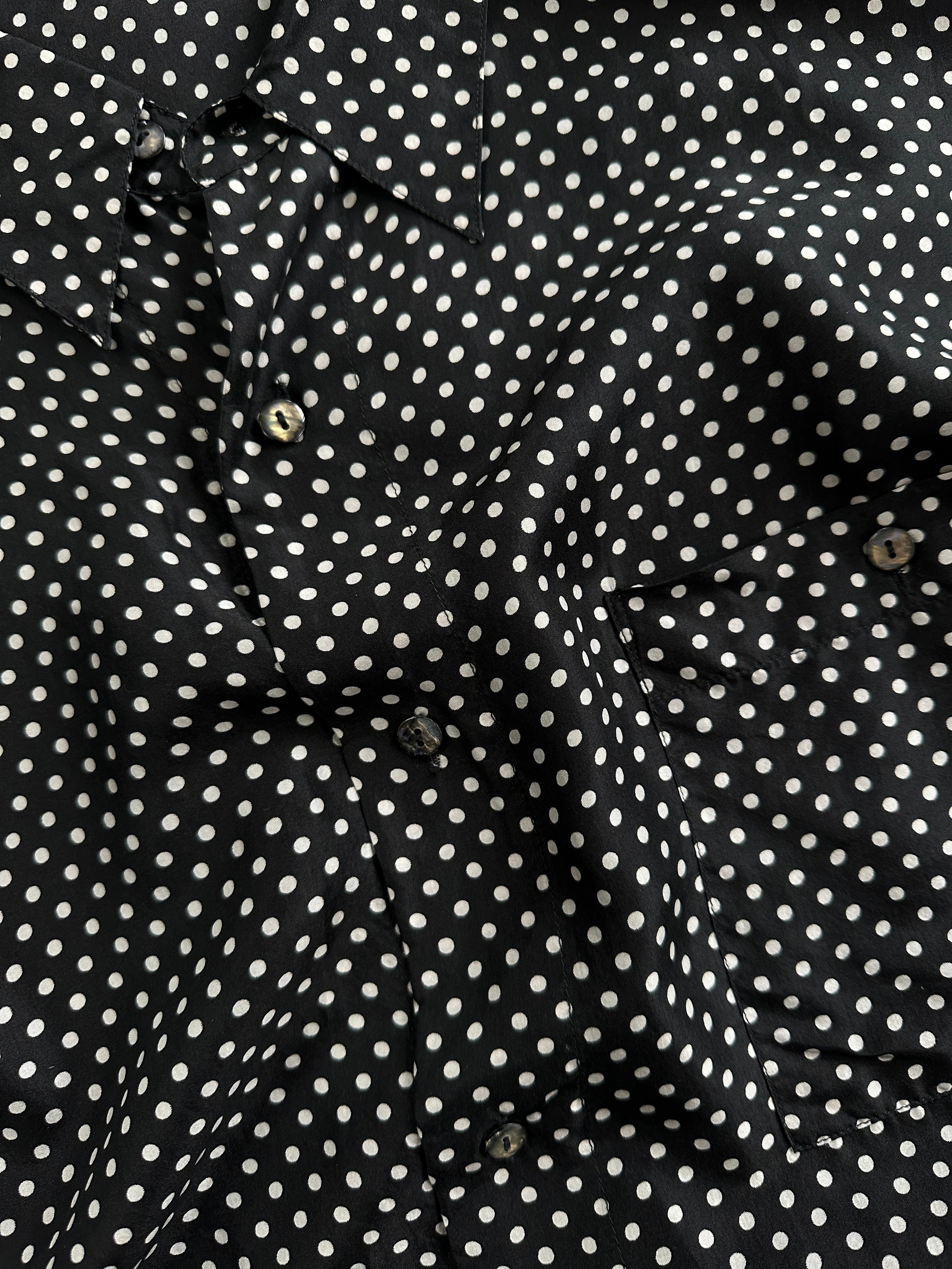 Vintage brand vintage pure silk polkadot shirt in XXL, featuring a classic design with a button-up front and long sleeves.