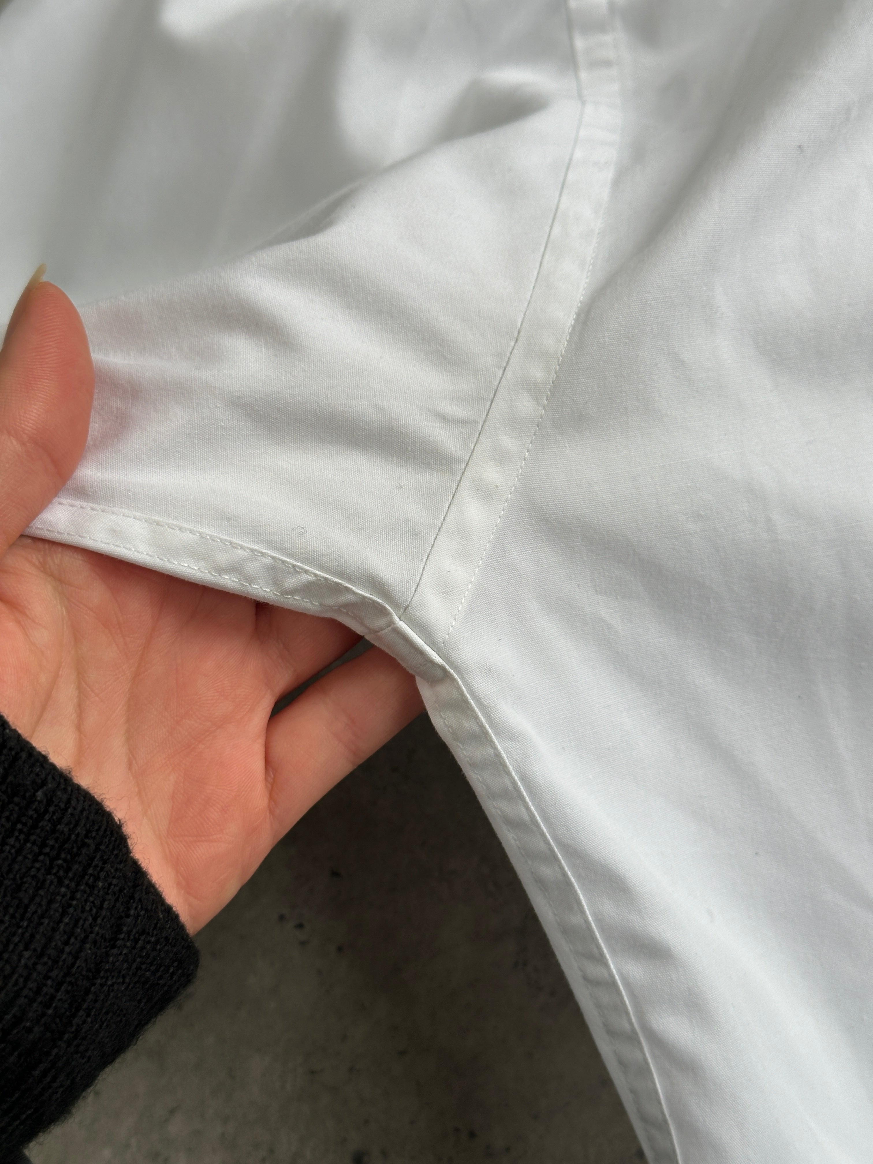 Yves Saint Laurent Pour Homme 1990s cotton logo dress shirt in size L, featuring classic design and brand signature branding.